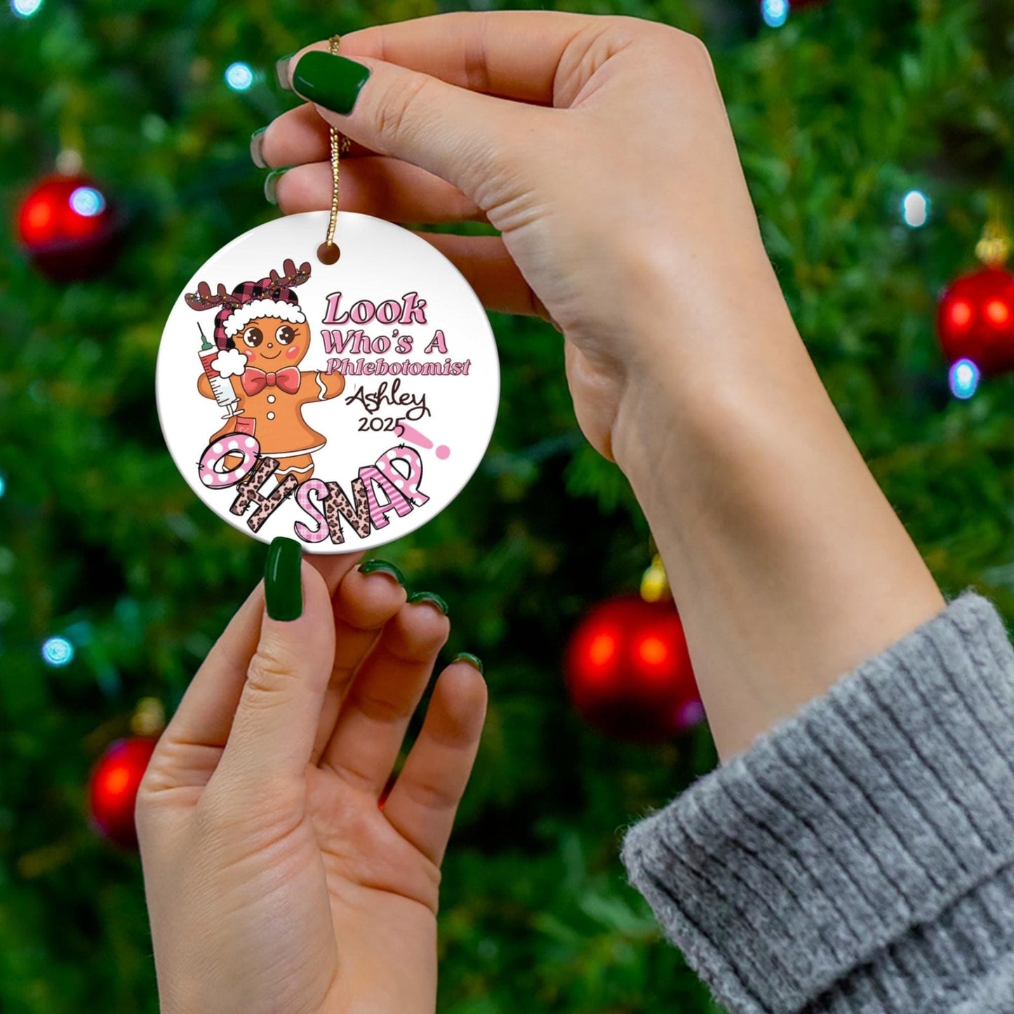 Personalized Phlebotomist Christmas ceramic Ornament for new phlebotomy graduation gift idea holiday tree decoration memory keepsake gift