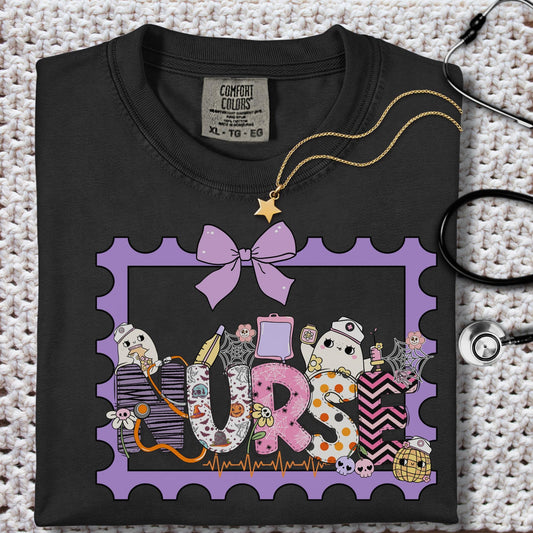 Nurse Halloween Ghost Comfort Colors® 100% cotton autumn t-shirt S-4XL