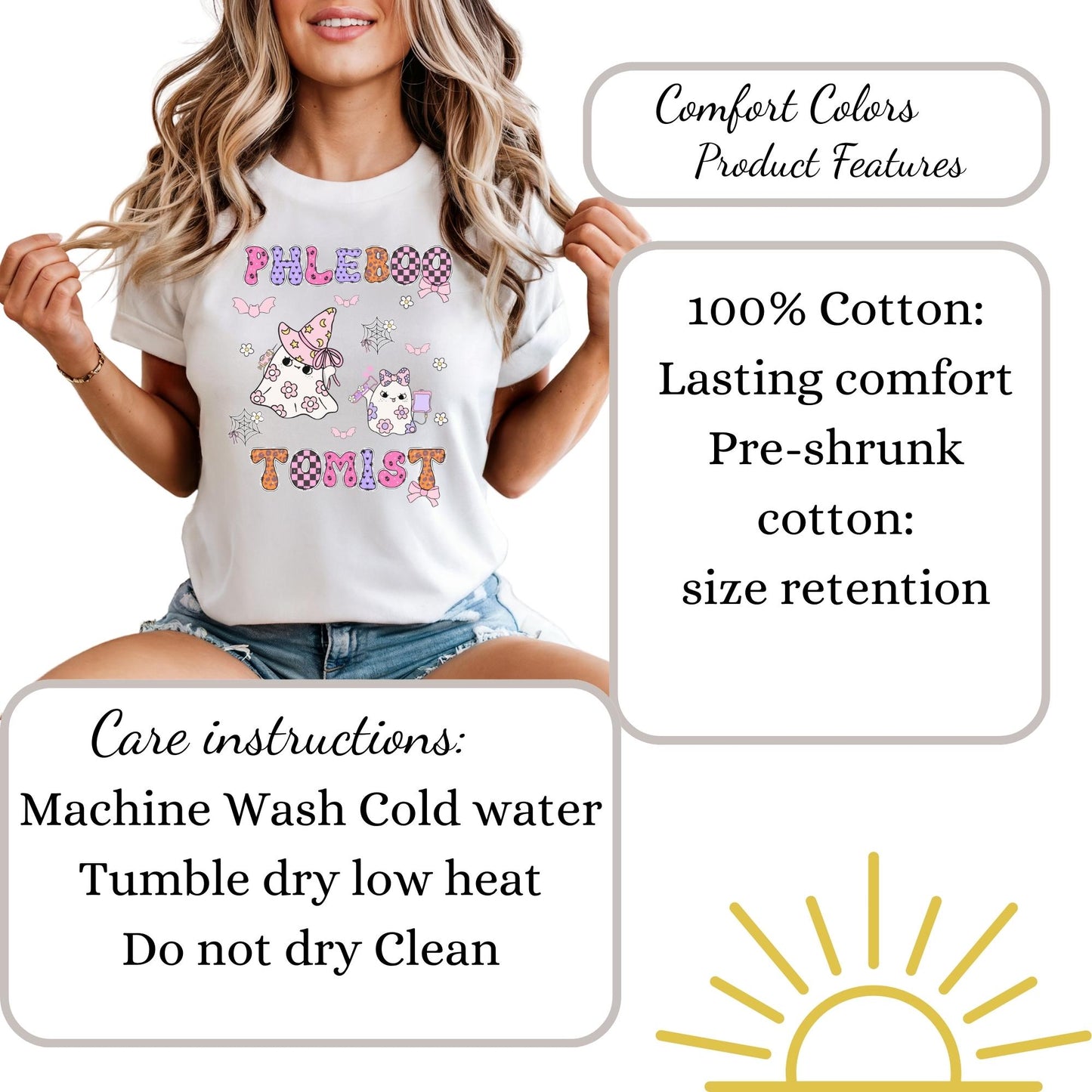 Retro Floral Halloween Boo Crew T-Shirt: Phlebotomist Spooky Season Tee