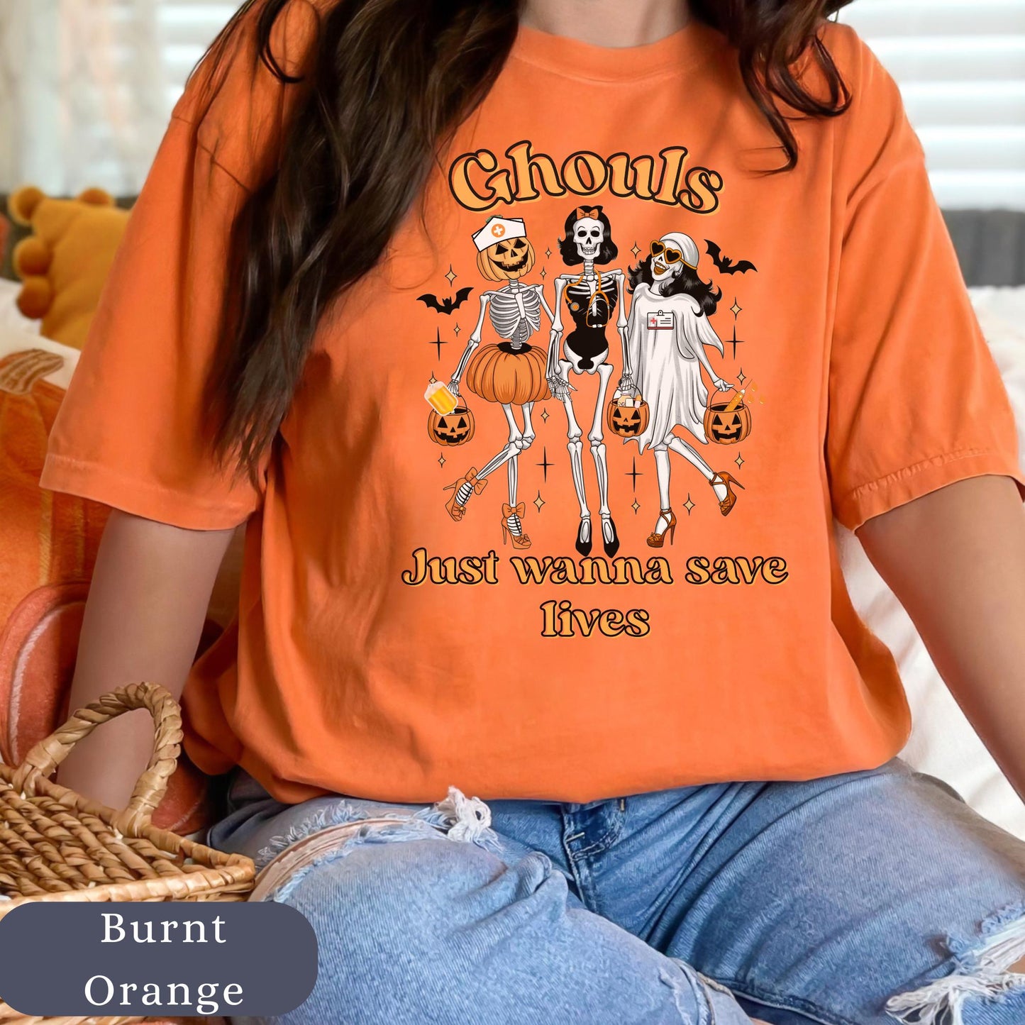Halloween Nurse Ghouls T-Shirt: Comfort Colors Spooky RN LPN CNA Tee