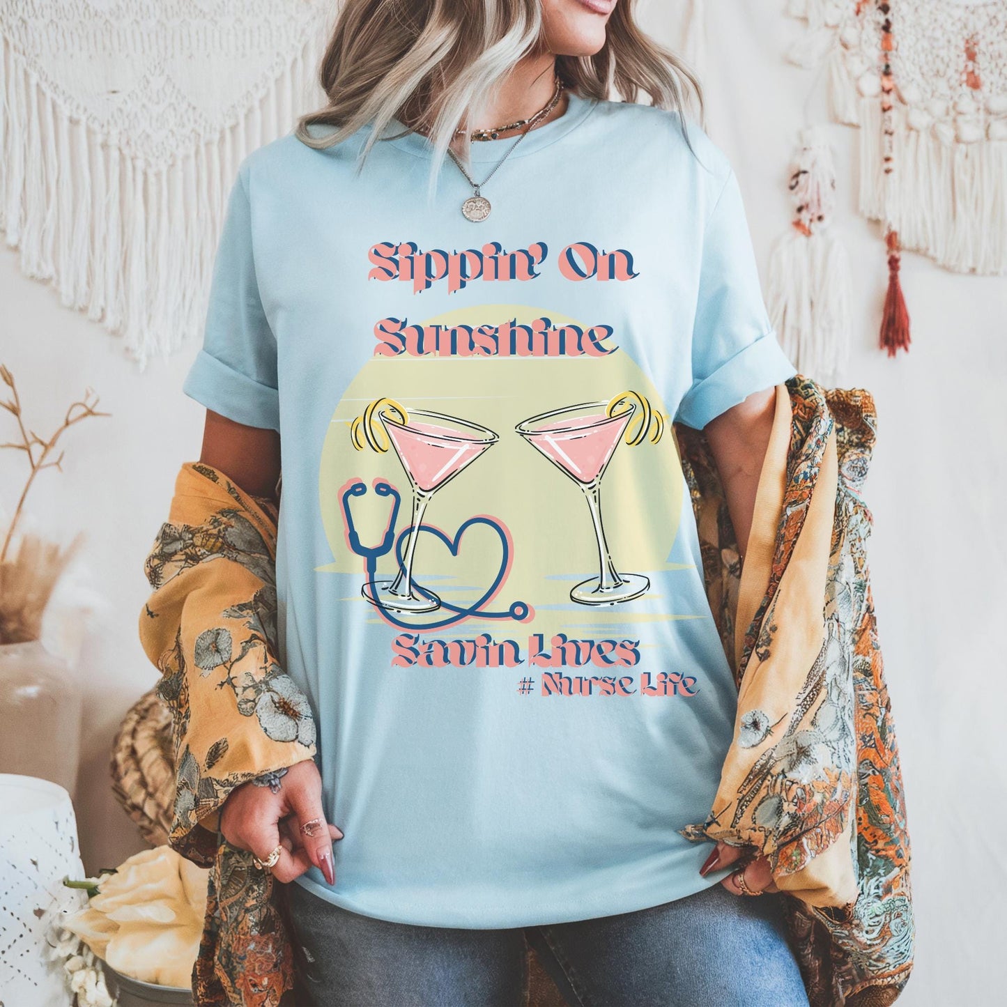 Nurse Summer Vibes Comfort Colors T-Shirt: RN Travel Trip Tee