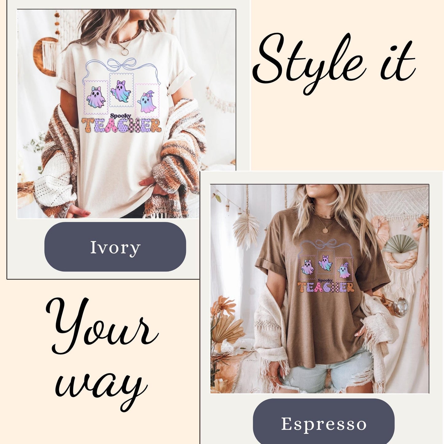 Spooky Cute Ghost Teacher T-Shirt for halloween party matching educator tee for elementary school teacher fall halloween costume shirt pre-k