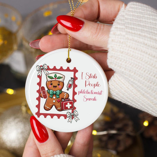 Phlebotomist Christmas Ornament: Gingerbread Stamp, Coquette Keepsake Tree Decor