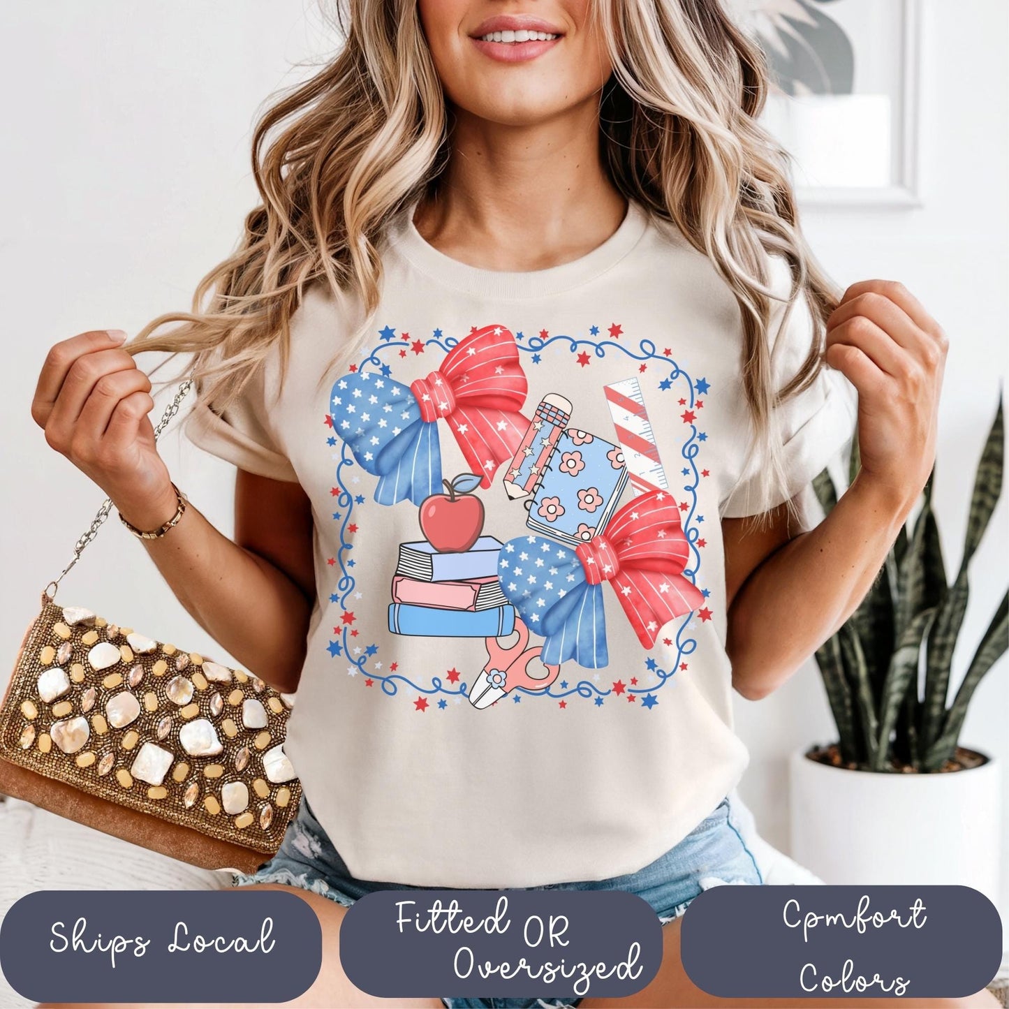 Red White and Blue Teacher T-Shirt: 4th of July Comfort Colors Tee