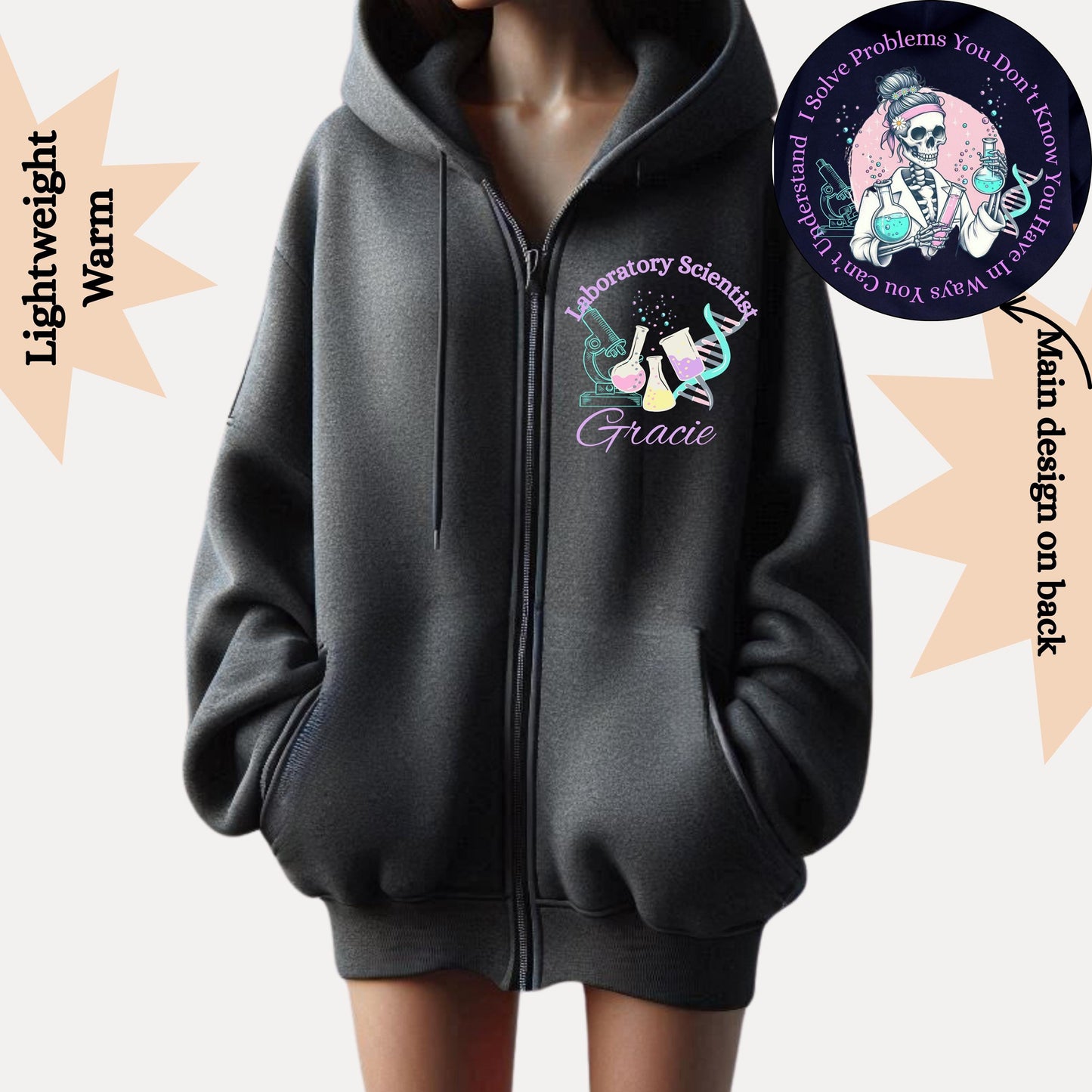 Custom Medical Lab Scientist Zip Hoodie: Funny Chemist Gift