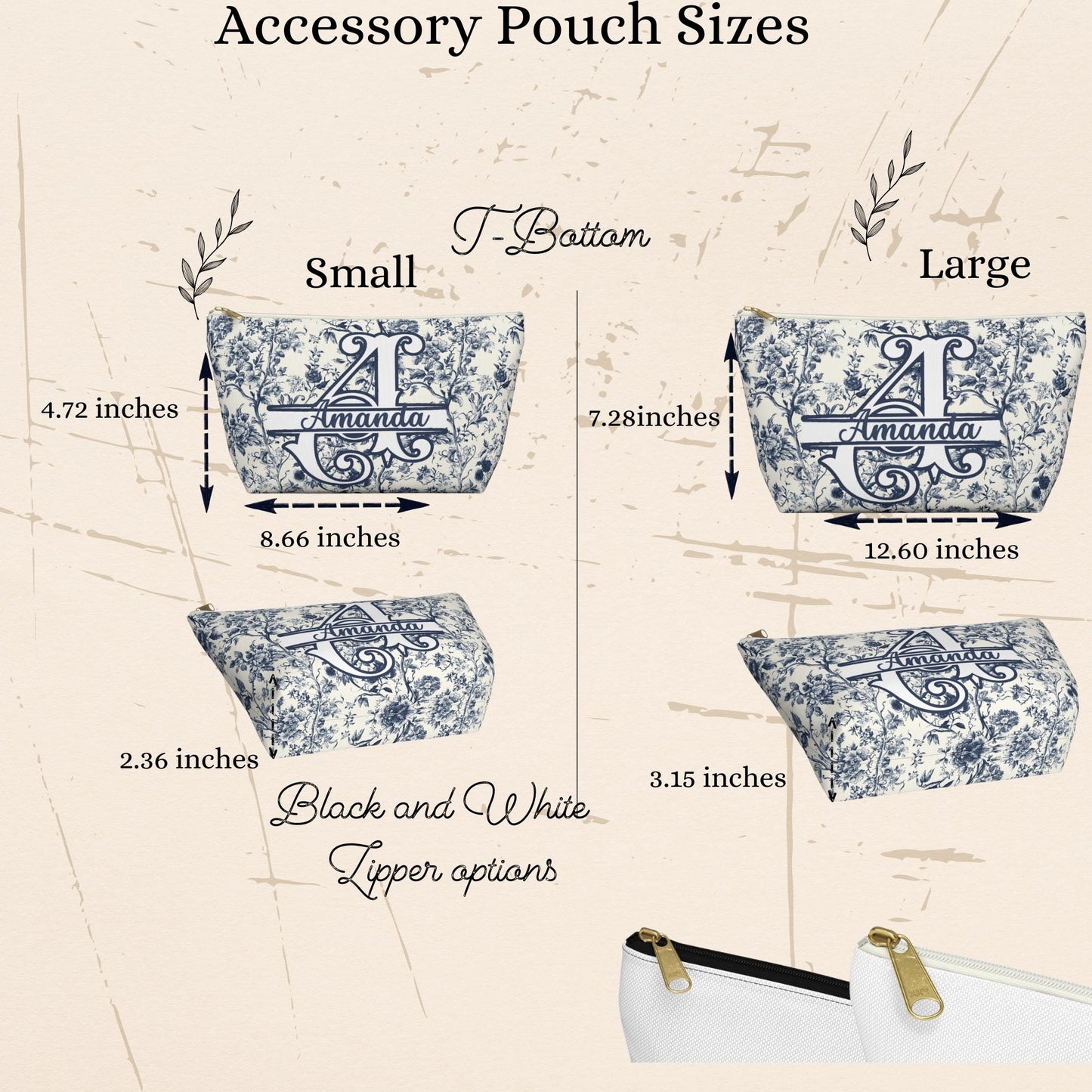 Monogrammed Makeup Bag: French Inspired Toiletry Pouch