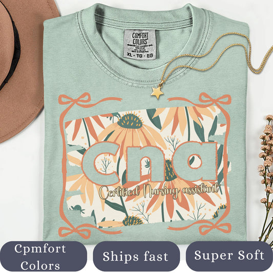 CNA Week T-Shirt: Retro Floral Comfort Colors Certified Nurse Assistant Gift