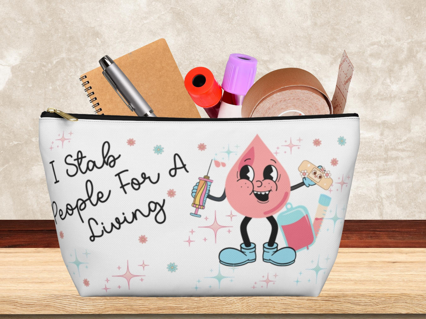 Personalized Phlebotomist Accessory Bag: Wildflower Pencil Pouch, Funny Medical Gift