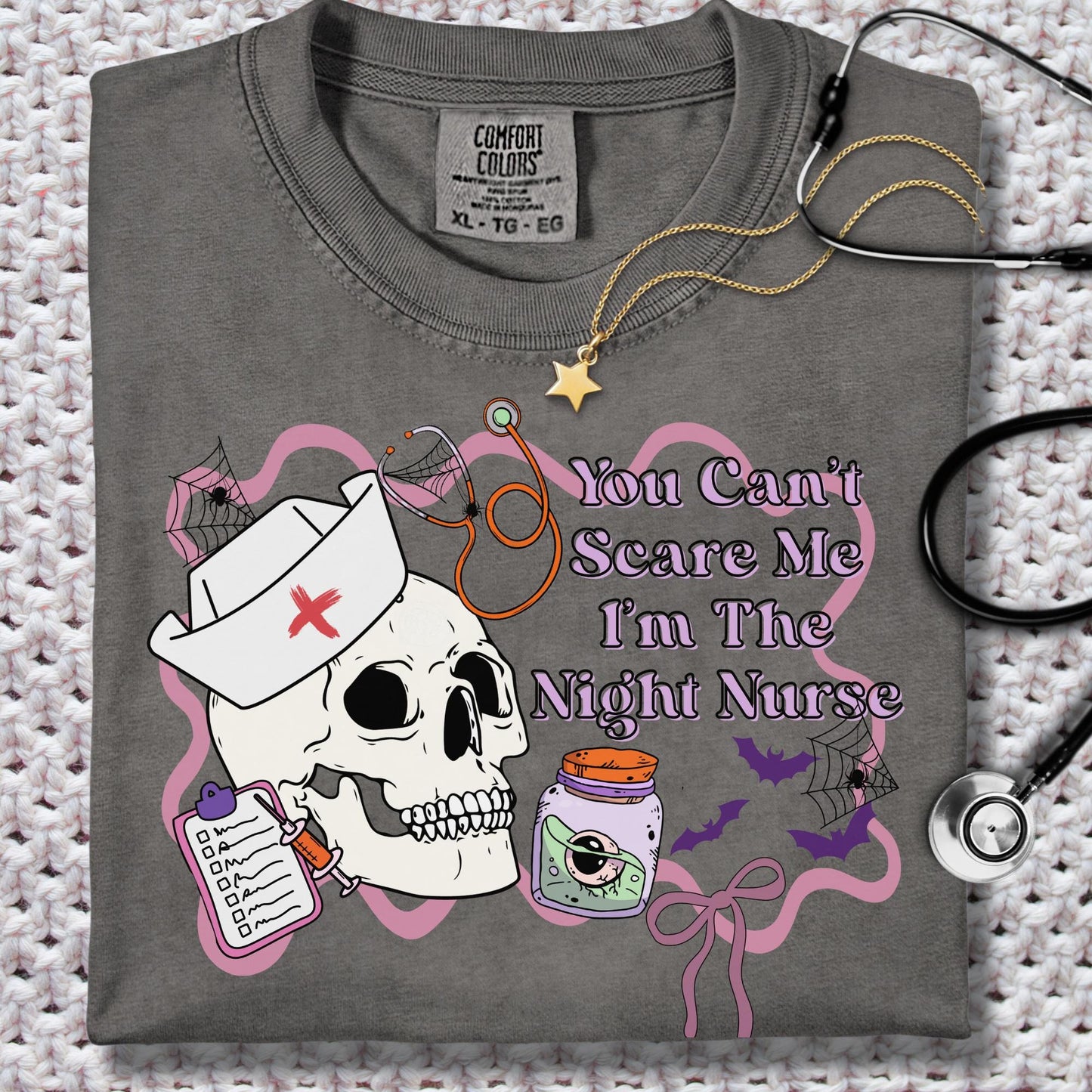 Night Shift Nurse Halloween Skeleton Comfort Colors® 100% cotton Autumn t-shirt S-4XL