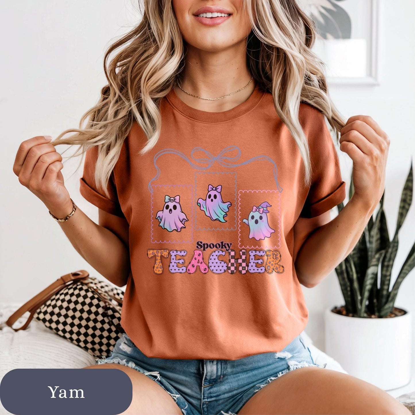 Spooky Cute Ghost Teacher T-Shirt for halloween party matching educator tee for elementary school teacher fall halloween costume shirt pre-k