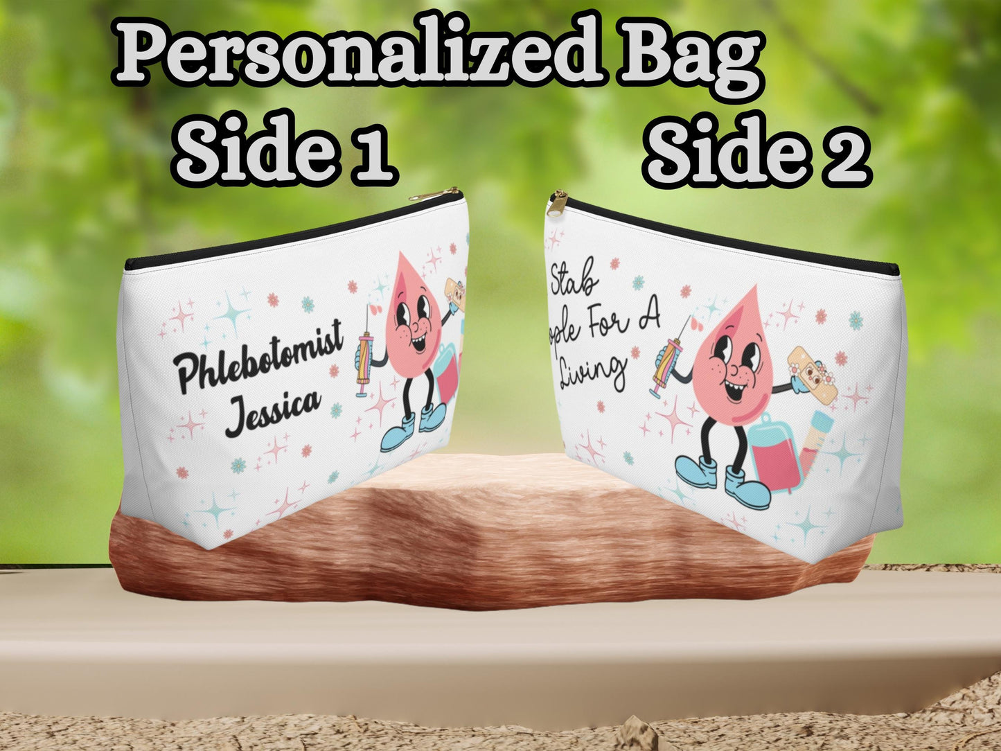 Personalized Phlebotomist Accessory Bag: Wildflower Pencil Pouch, Funny Medical Gift