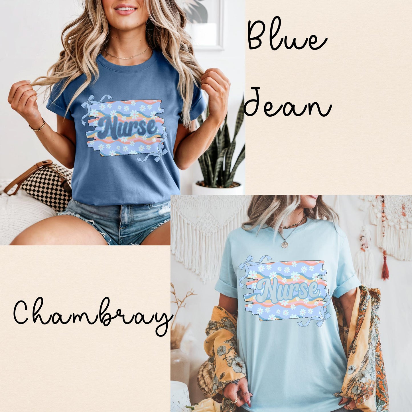 Nurse Comfort Colors T-Shirt: Floral Spring/Summer Medical Tee