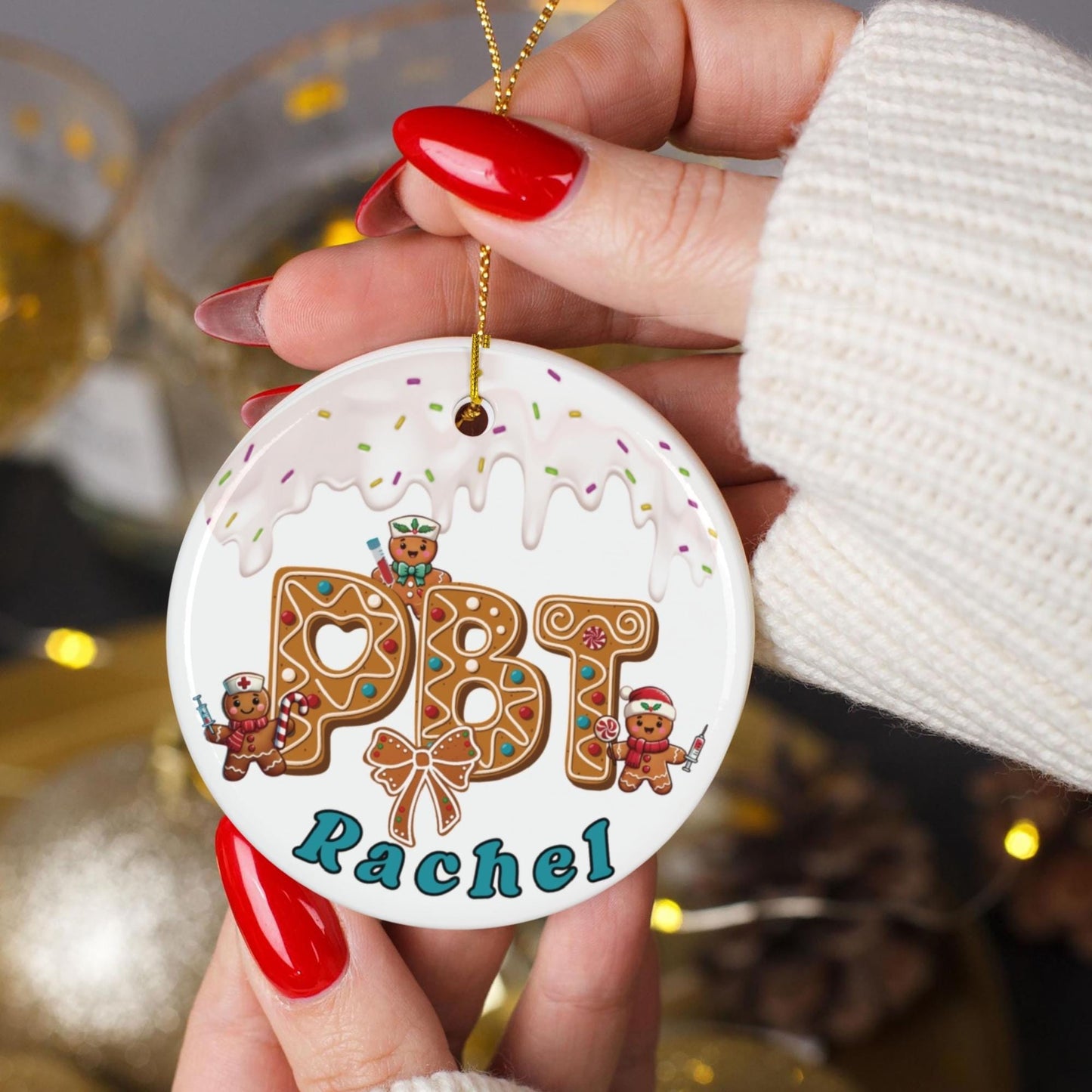 Personalized Gingerbread Phlebotomist Ornament: Custom Initial Christmas Tree Decoration