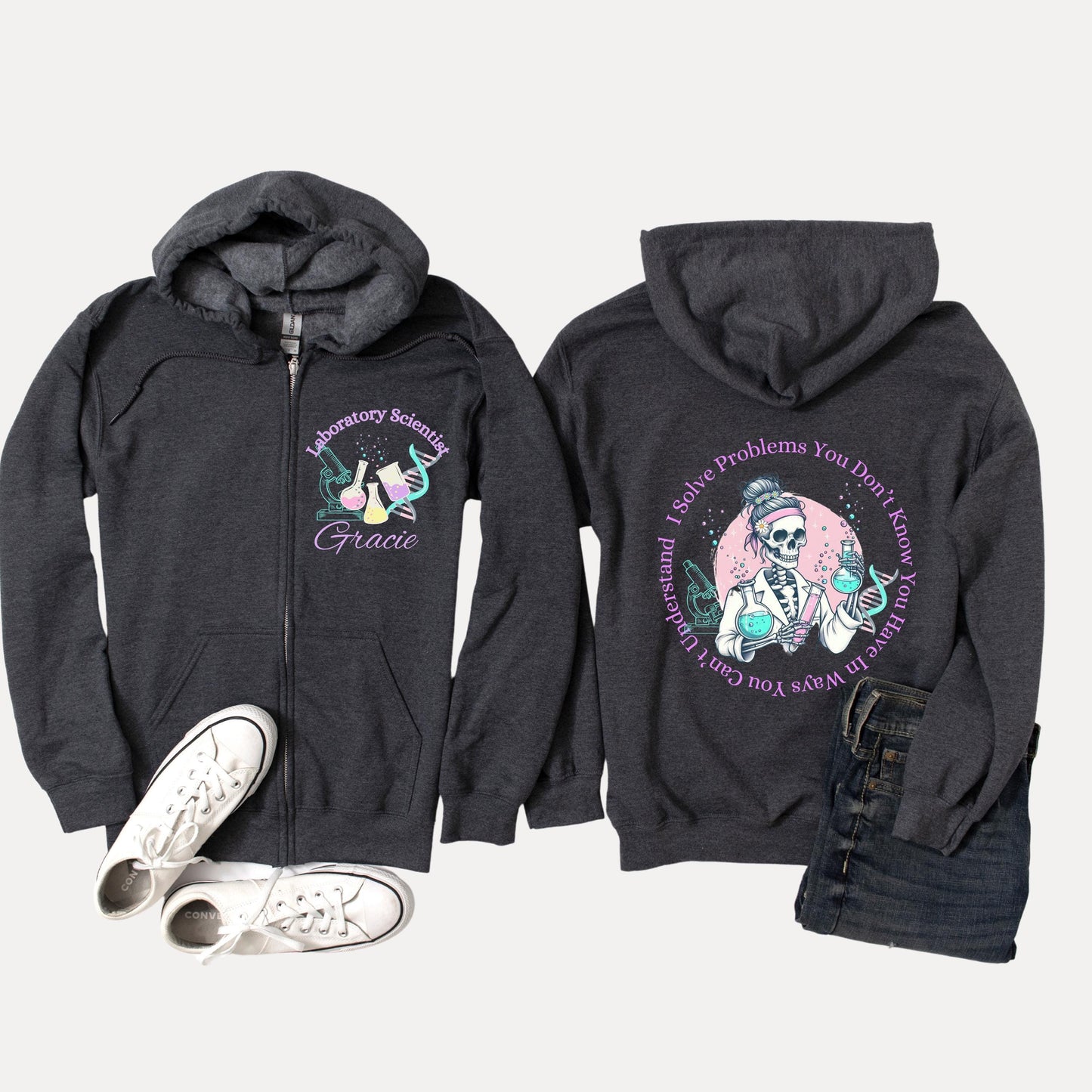 Custom Medical Lab Scientist Zip Hoodie: Funny Chemist Gift