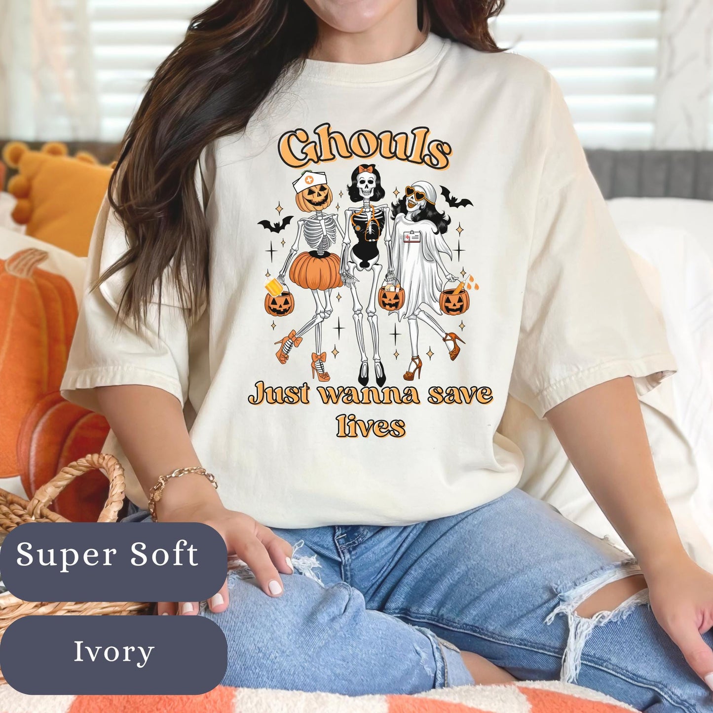 Halloween Nurse Ghouls T-Shirt: Comfort Colors Spooky RN LPN CNA Tee