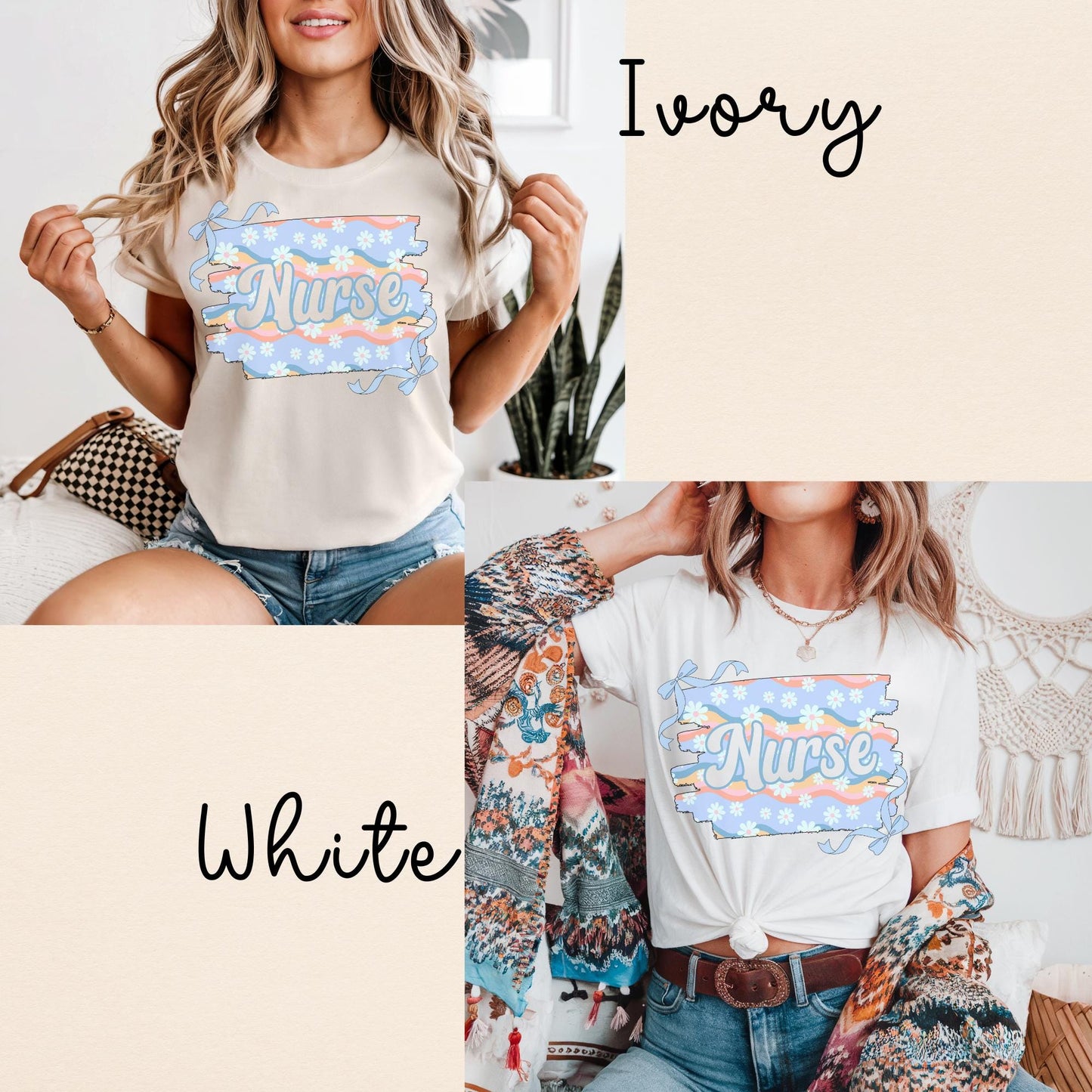 Nurse Comfort Colors T-Shirt: Floral Spring/Summer Medical Tee