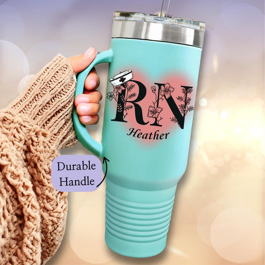 Personalized Nurse Tumbler 40oz: Insulated Stainless Steel Travel Cup