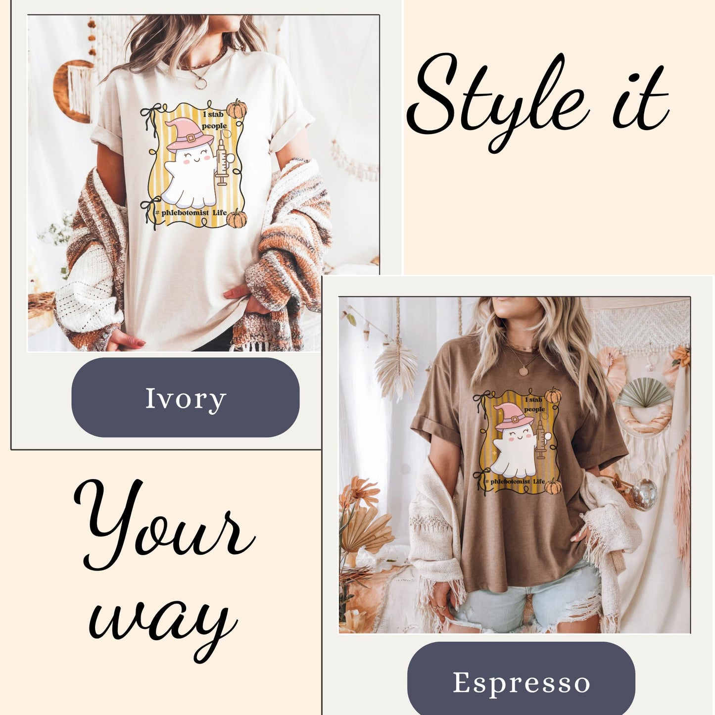 Retro Ghost Phlebotomist T-Shirt: Funny Halloween Medical Lab Tee