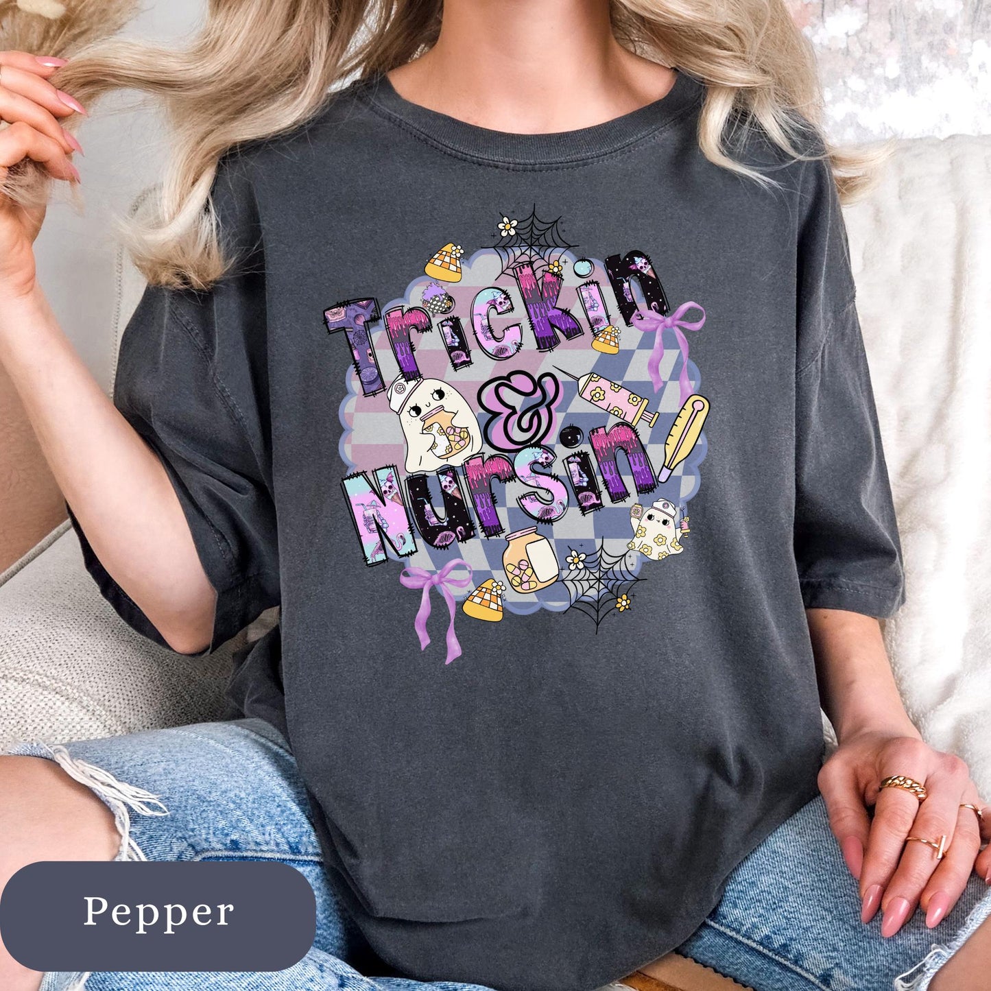 Registered Nurse Ghost Halloween Comfort Colors® 100%cotton autumn t-shirt S-4XL