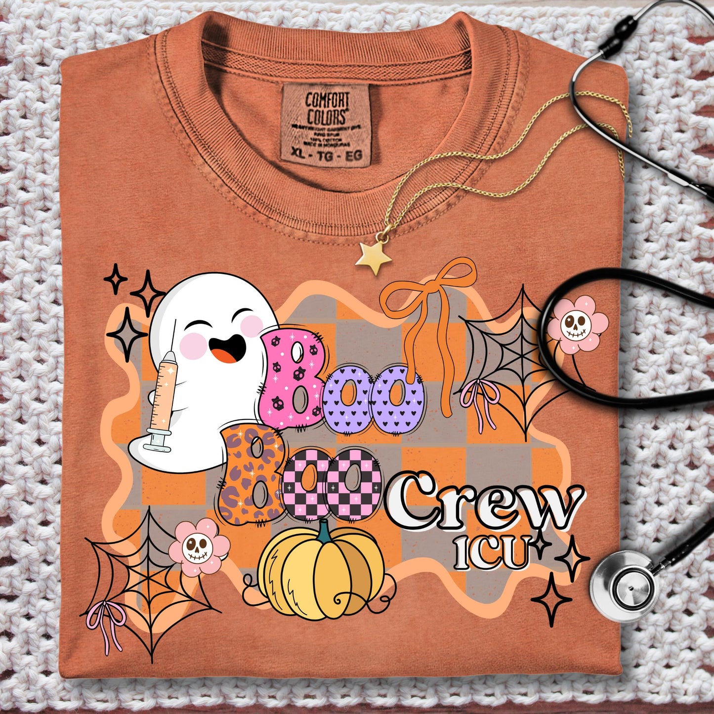 ICU Nurse Halloween boo boo crew Comfort Colors® 100% cotton autumn T-shirt S-4XL