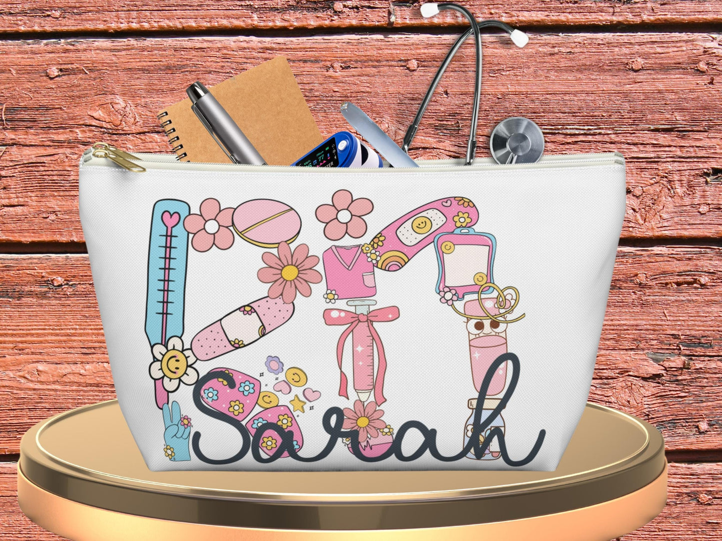 Personalized Nurse Makeup Bag: Custom RN/LPN Cosmetic Pouch