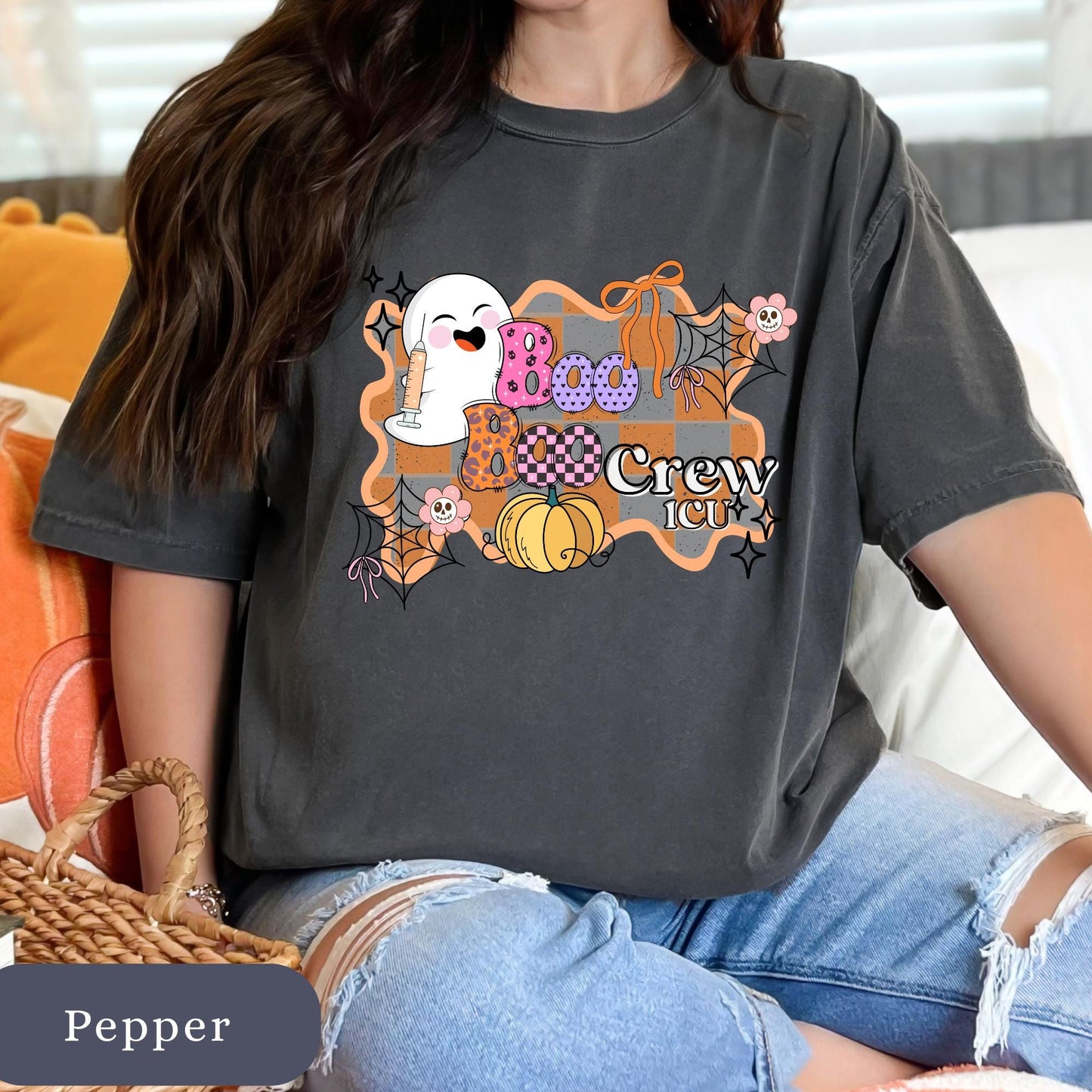 ICU Nurse Halloween boo boo crew Comfort Colors® 100% cotton autumn T-shirt S-4XL