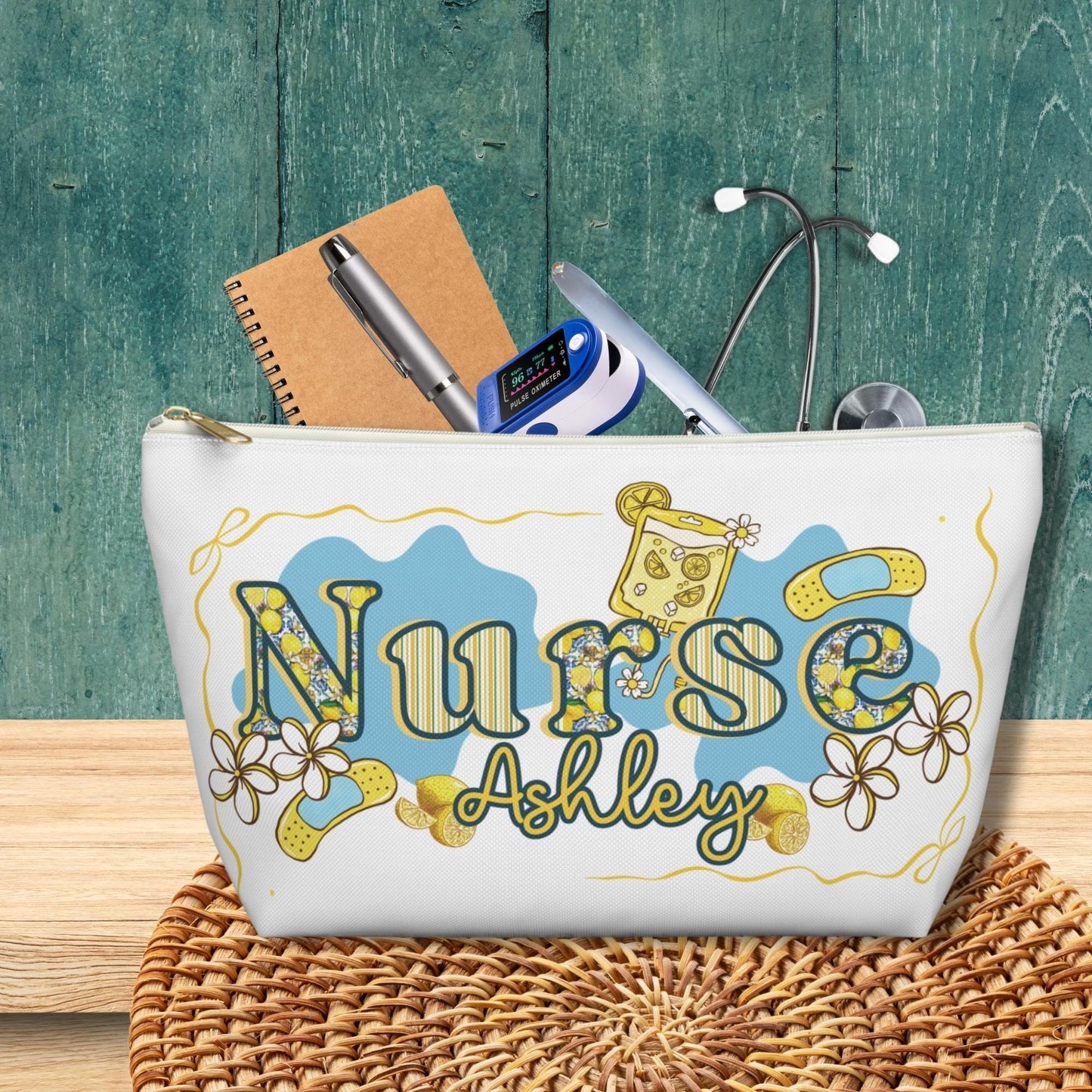 Personalized Nurse Makeup Bag: Custom Name Cosmetic Pouch