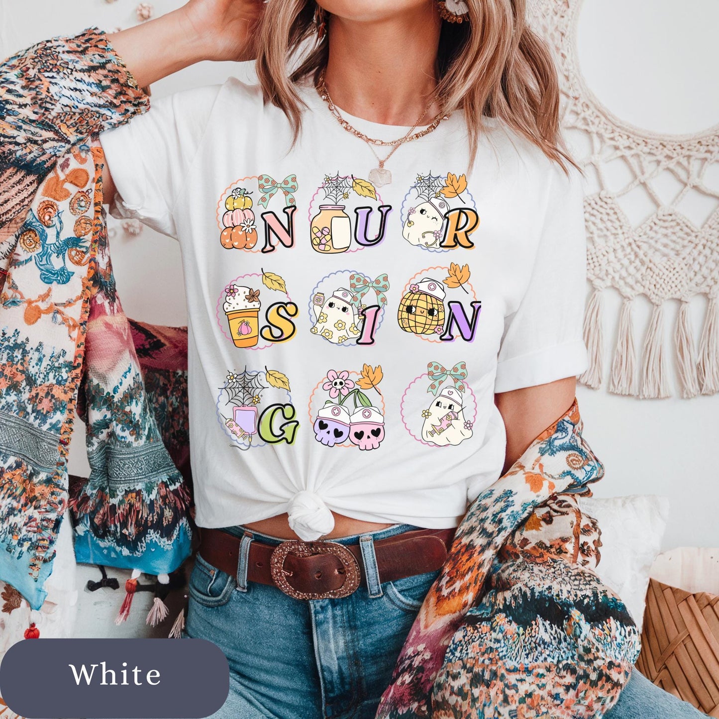 Spooky Ghost Nurse Shirt: Comfort Colors Halloween RN LPN Tee