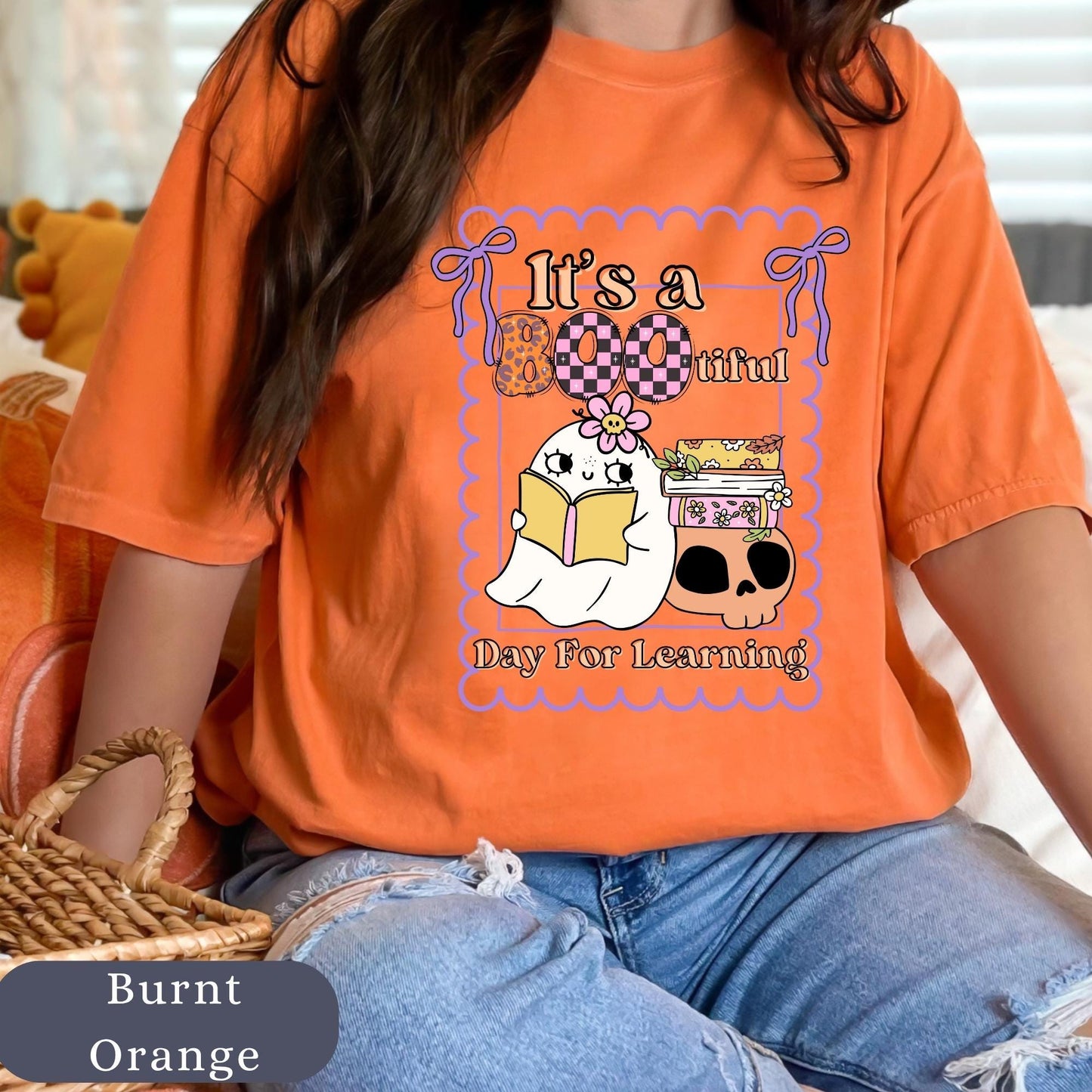 Funny Teacher Halloween T-Shirt: Spooky Book Ghost Tee