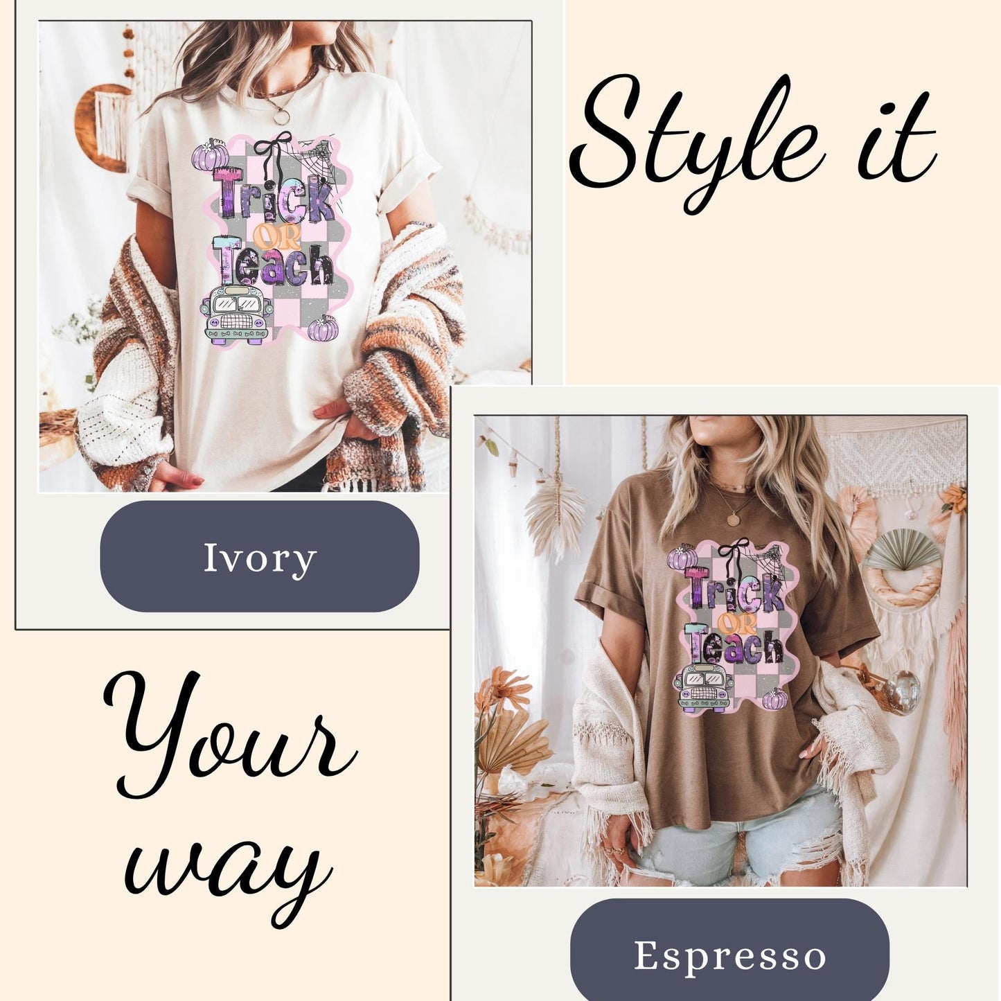 Trick or Teach Halloween T-Shirt: Comfort Colors Teacher Tee