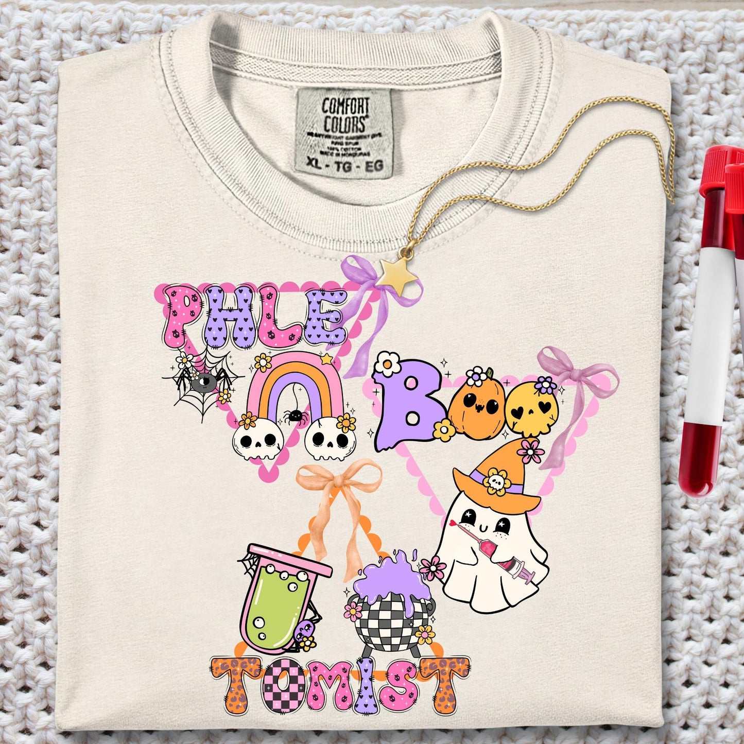 Spooky Phlebotomist Halloween T-Shirt: Comfort Colors Ghost Tee