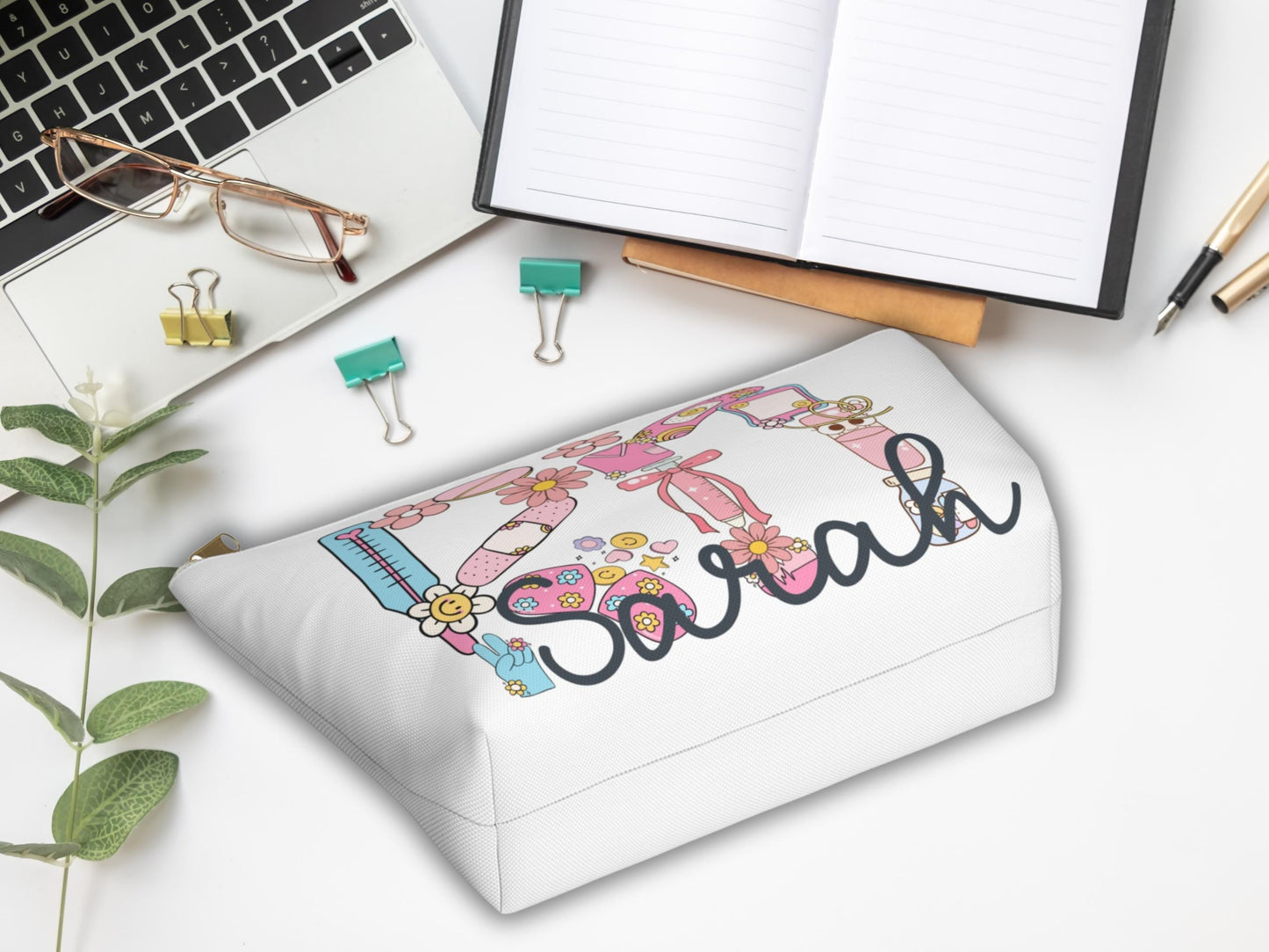 Personalized Nurse Makeup Bag: Custom RN/LPN Cosmetic Pouch