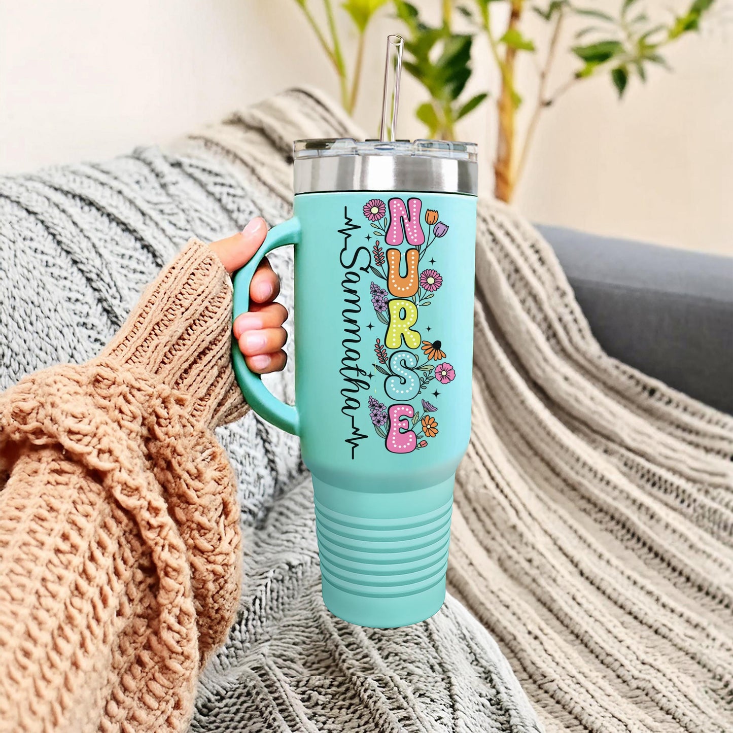 Personalized Nurse Tumbler: 40 oz Travel Mug, LPN/RN Gift