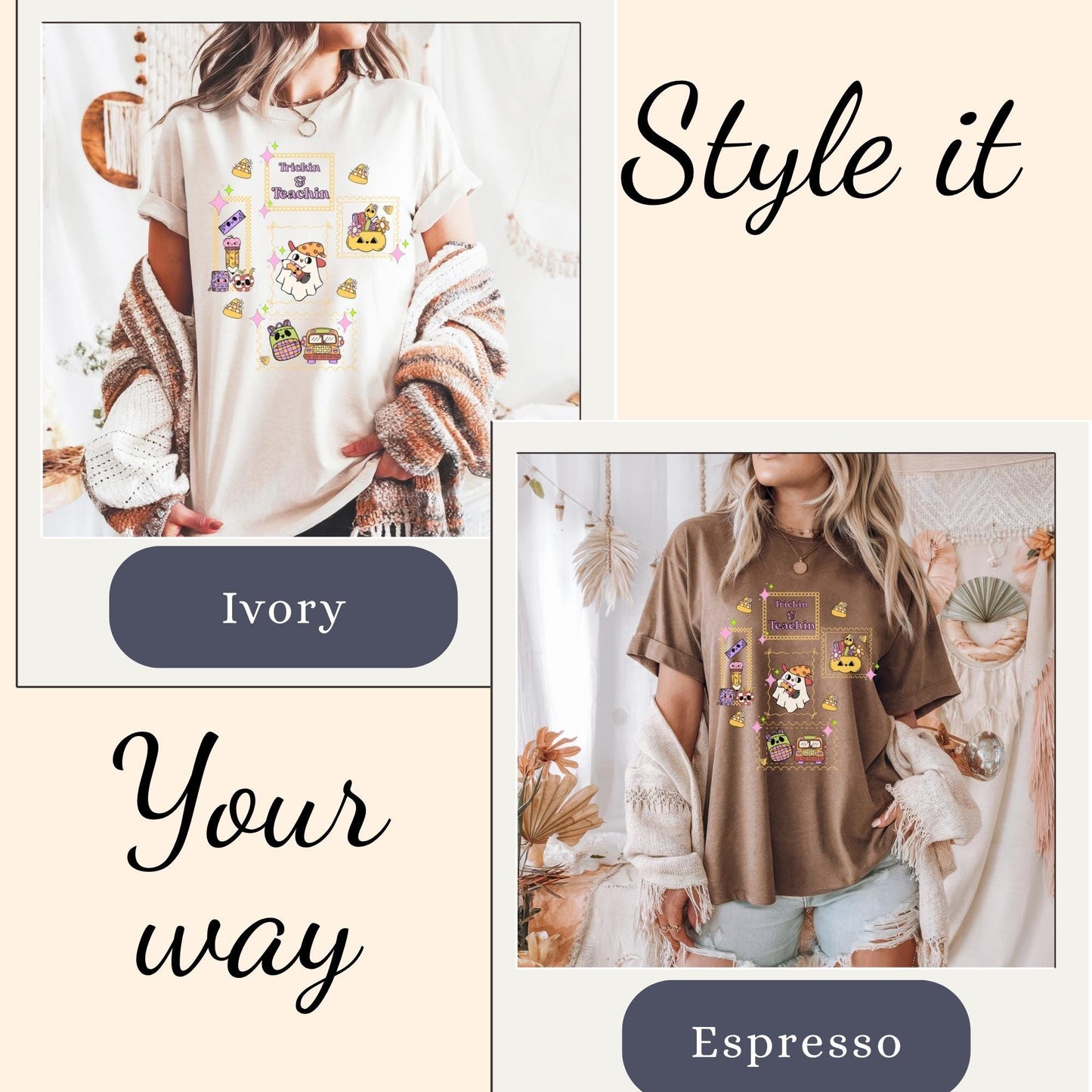 Spooky Halloween Comfort Colors ® 100%cotton Teacher t-shirt s-4xl