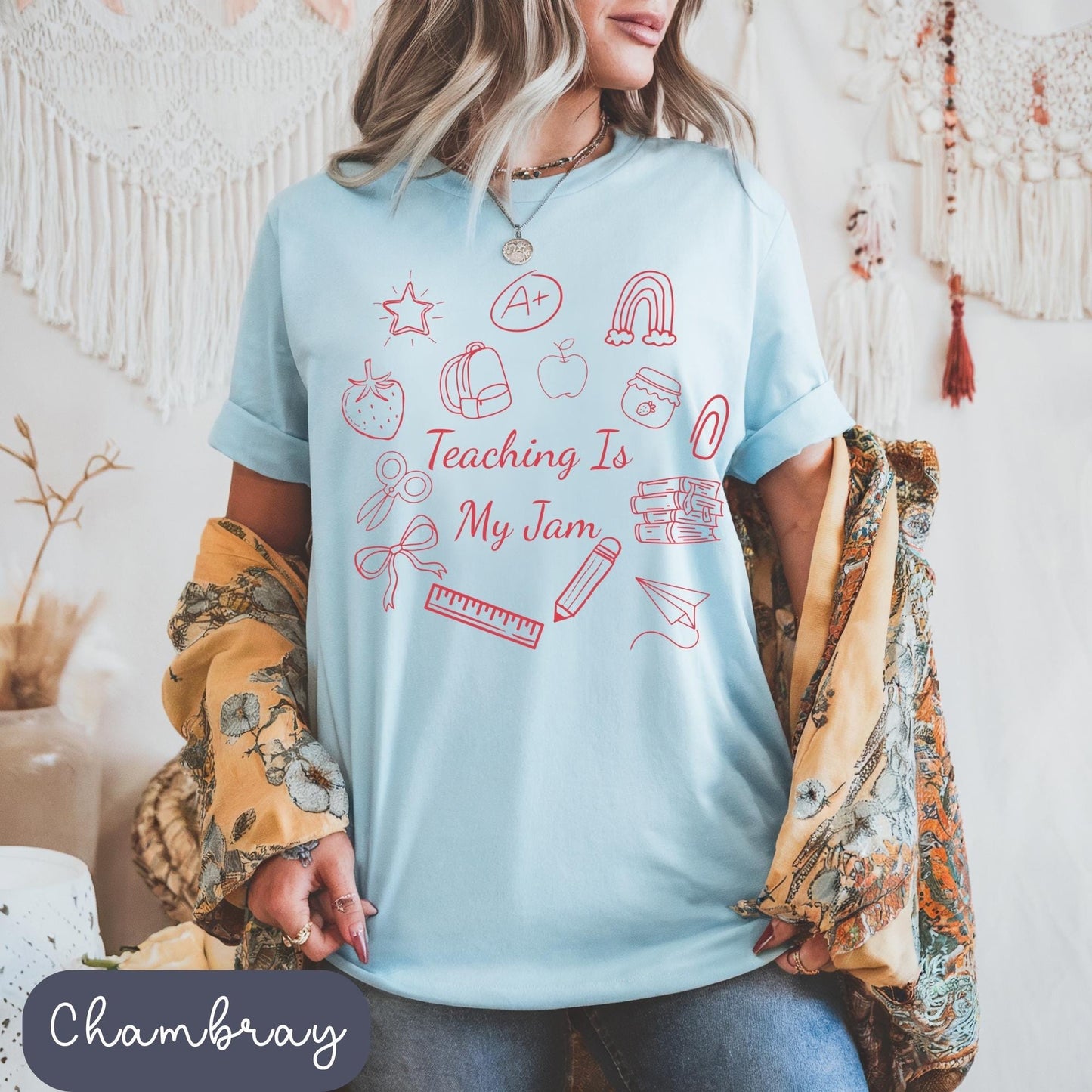 Teaching Is My Jam  Funny T-Shirt Teacher Gift Idea Trendy fruit shirt for educators Back to School  Comfort Colors Classroom Style apparel