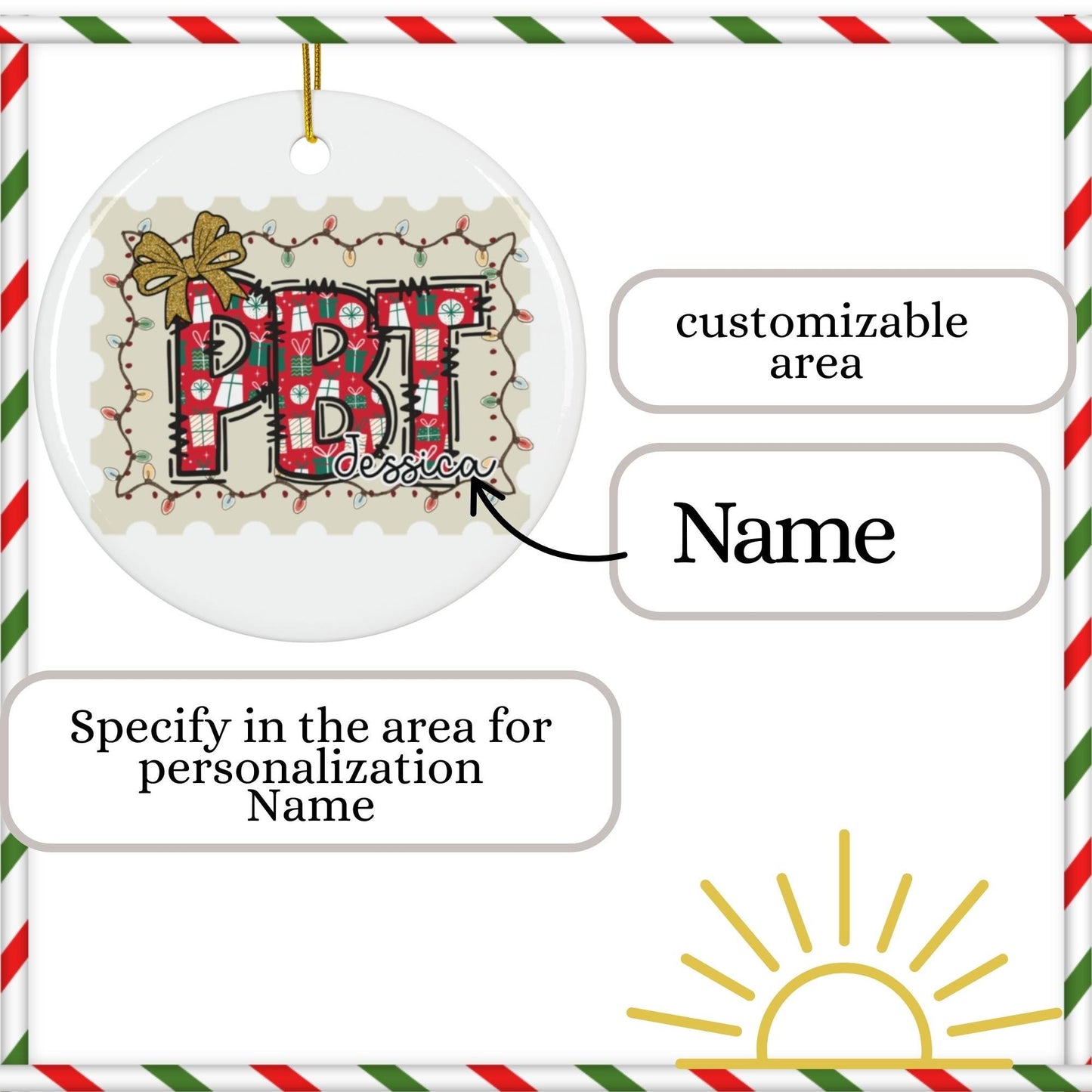 Personalized Phlebotomist Ornament: Coquette Stamp Ceramic Keepsake