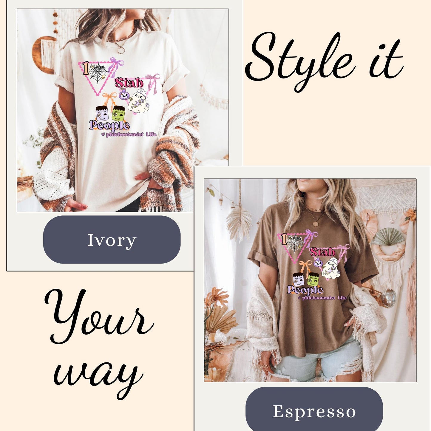 Funny Halloween Phlebotomist Shirt: Spooky Retro Ghost Comfort Colors Tee