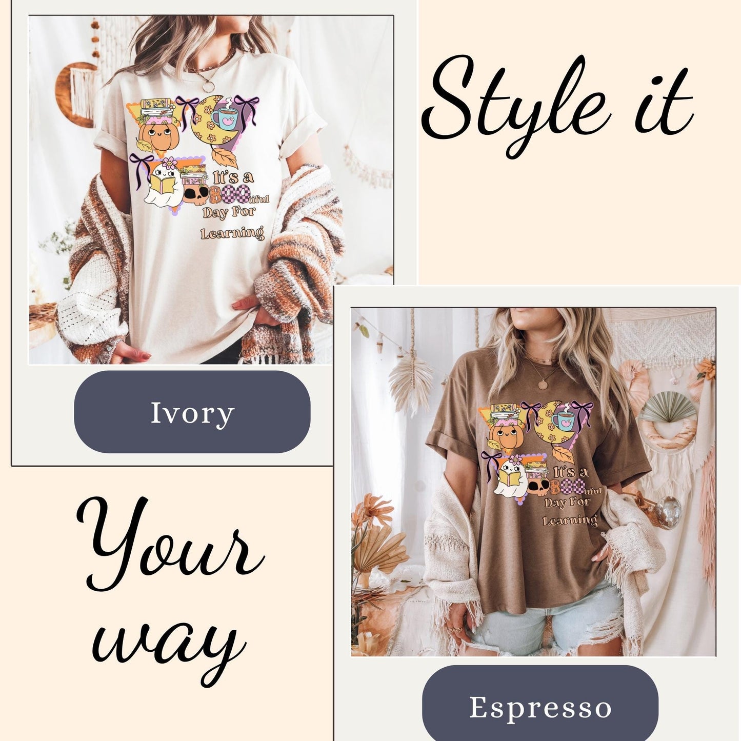 Funny Teacher Halloween T-Shirt: Spooky Book Ghost Comfort Colors Tee