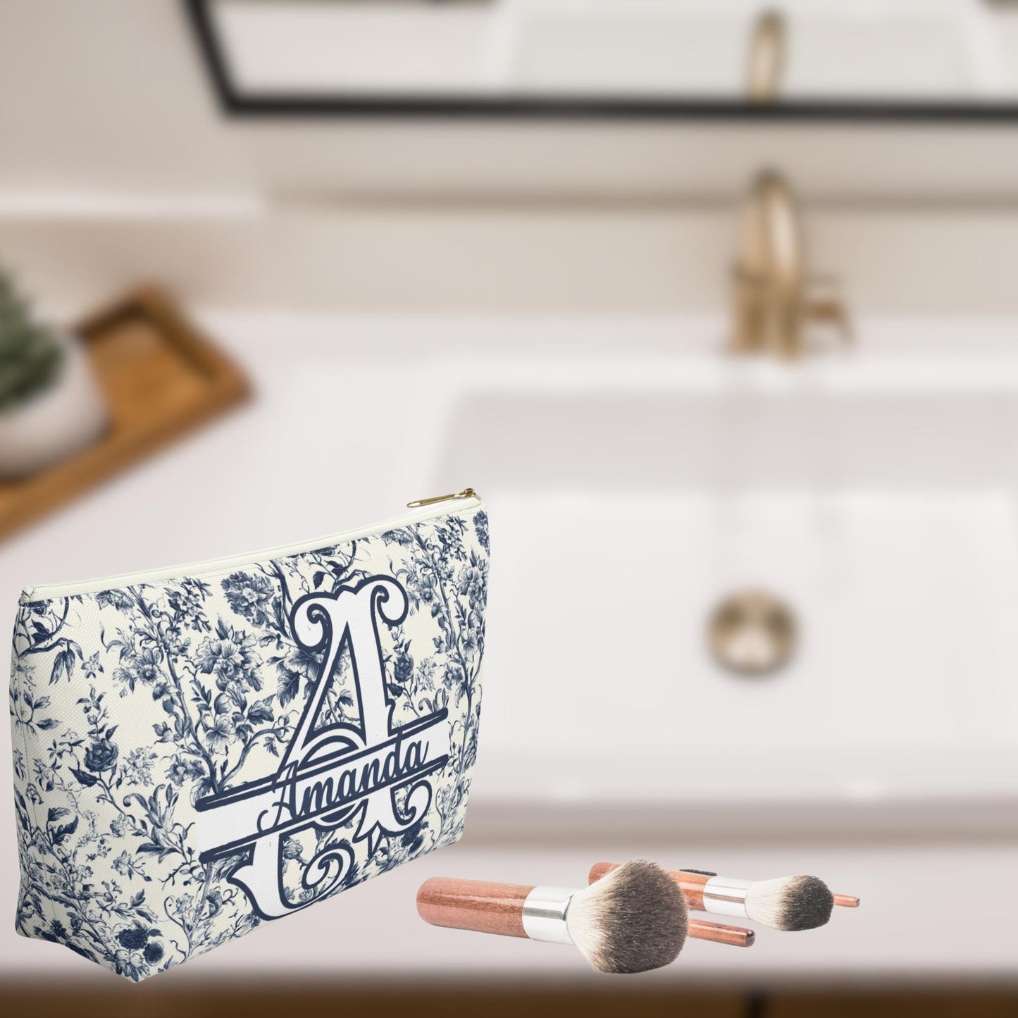 Monogrammed Makeup Bag: French Inspired Toiletry Pouch