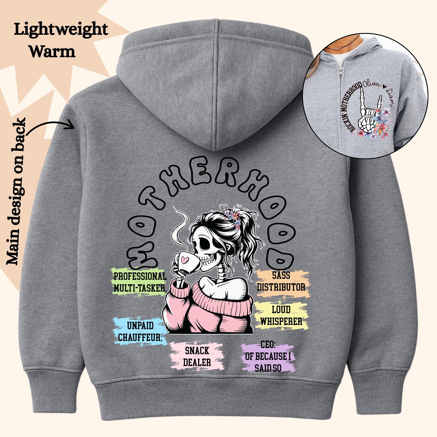 Custom hoodies mama gift from kids present for mothers day gift for her cute full zip hoodie funny mama sweatshirt hoodies for women b-day