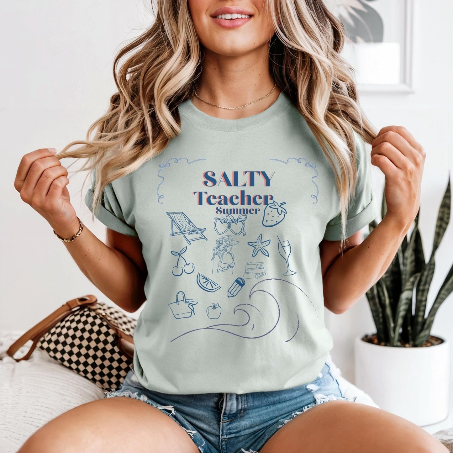 Teacher summer t-shirt for vacation travel apparel for salty teacher club shirt matching group summer girls trip tshirt teacher gift idea