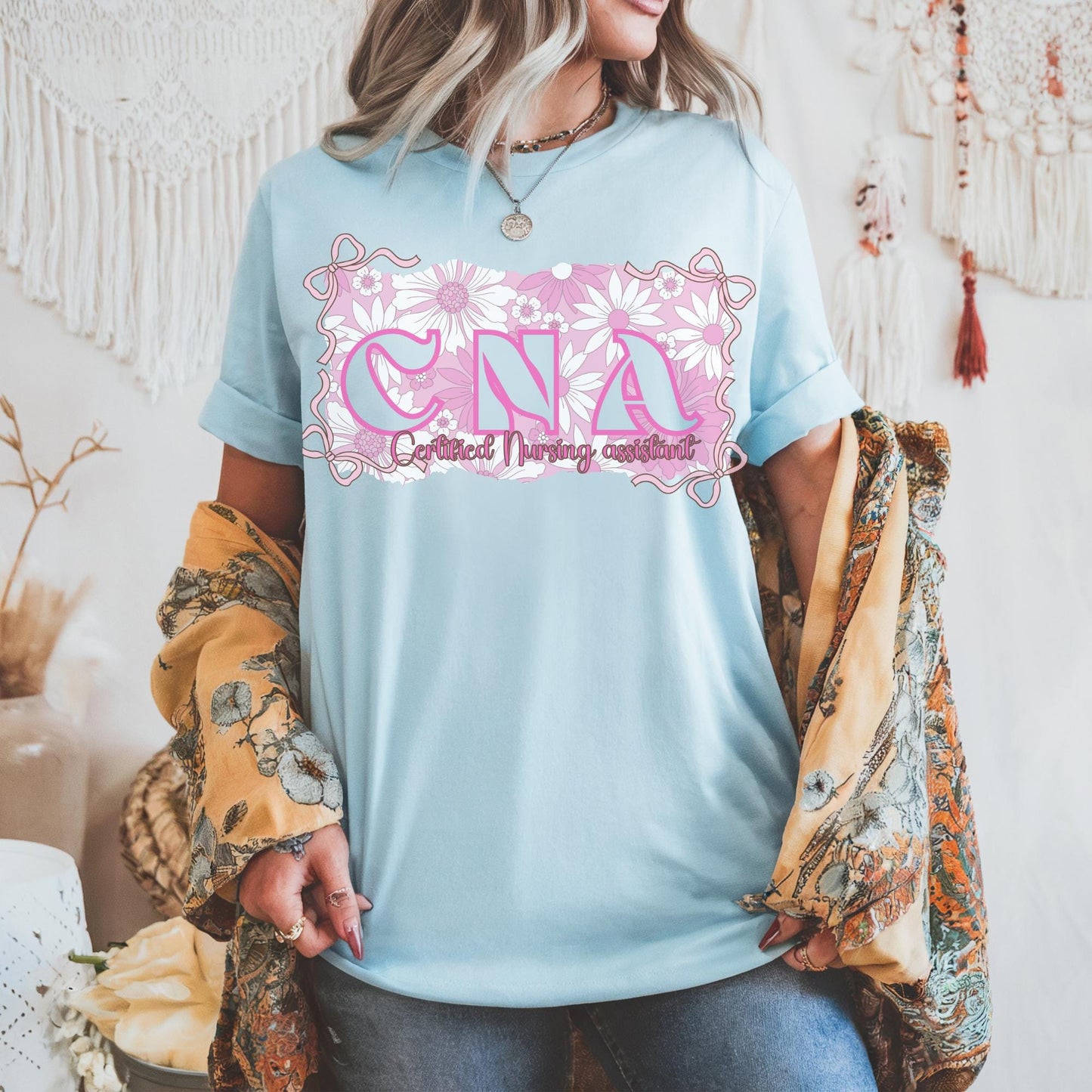CNA Floral Comfort Colors Shirt: Certified Nurse Assistant Gift