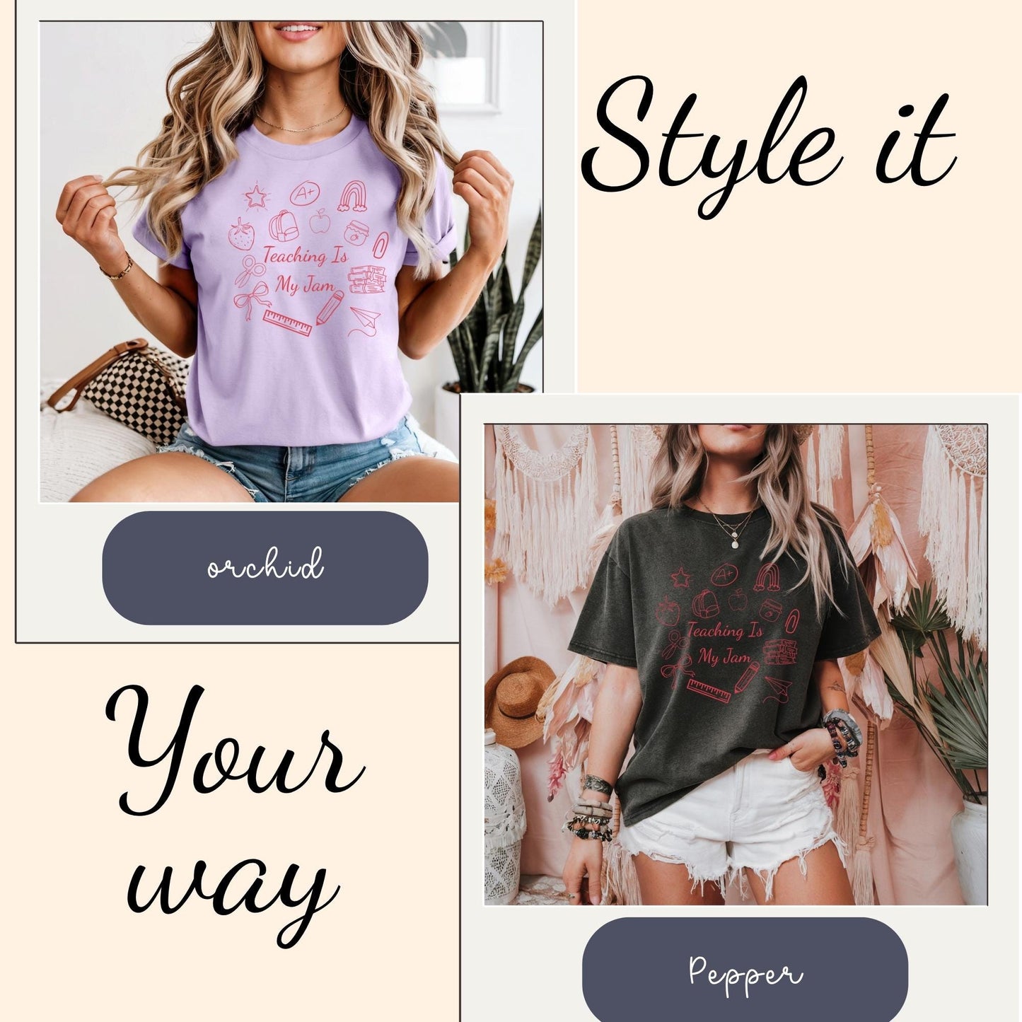 Teaching Is My Jam  Funny T-Shirt Teacher Gift Idea Trendy fruit shirt for educators Back to School  Comfort Colors Classroom Style apparel