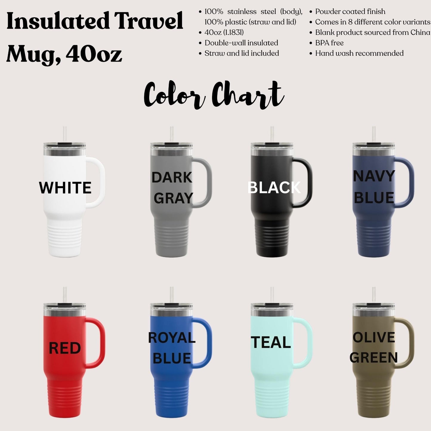 Personalized Teacher Tumbler 40oz: Insulated Travel Mug with Straw