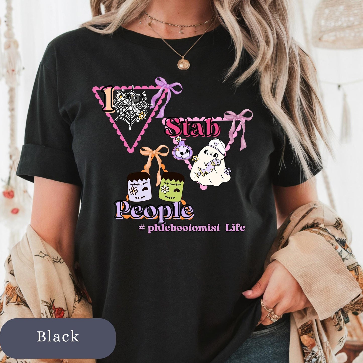 Funny Halloween Phlebotomist Shirt: Spooky Retro Ghost Comfort Colors Tee