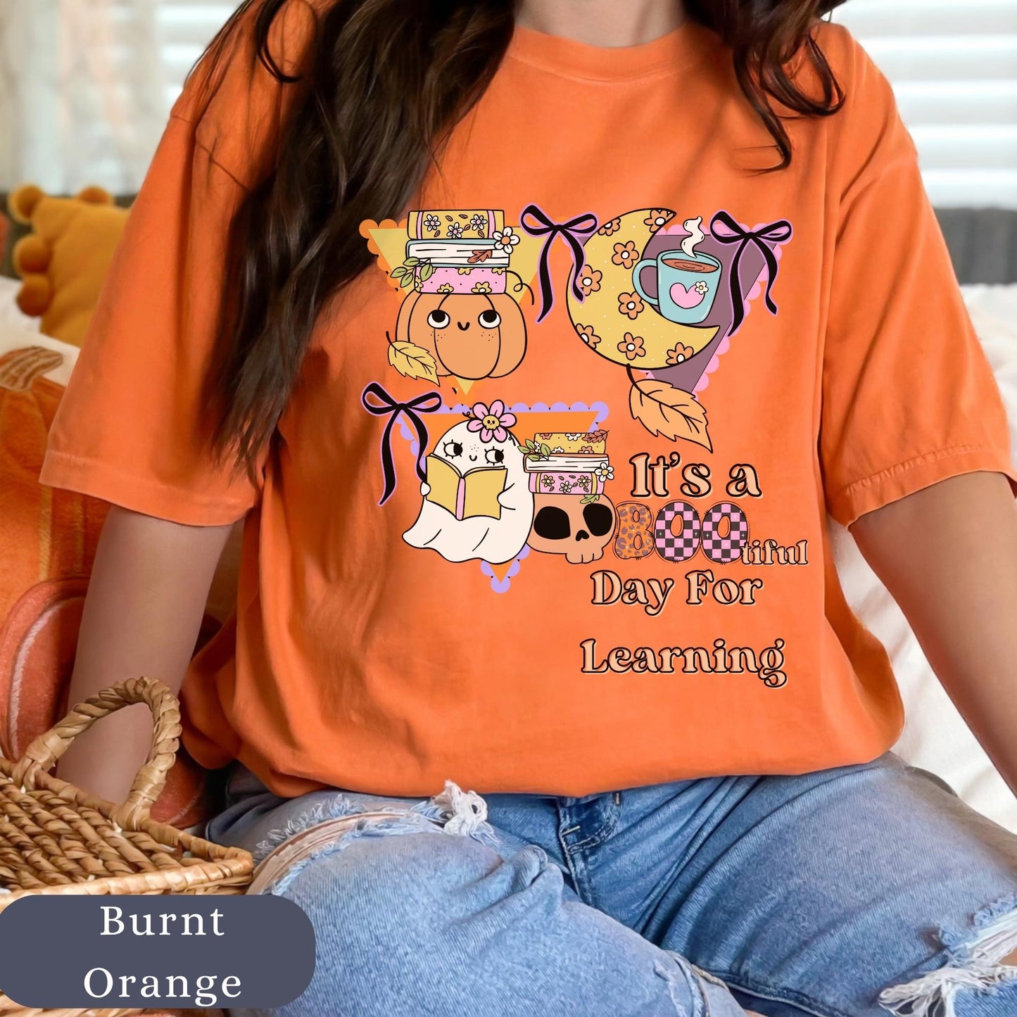 Funny Teacher Halloween T-Shirt: Spooky Book Ghost Comfort Colors Tee
