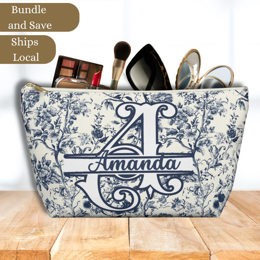 Monogrammed Makeup Bag: French Inspired Toiletry Pouch