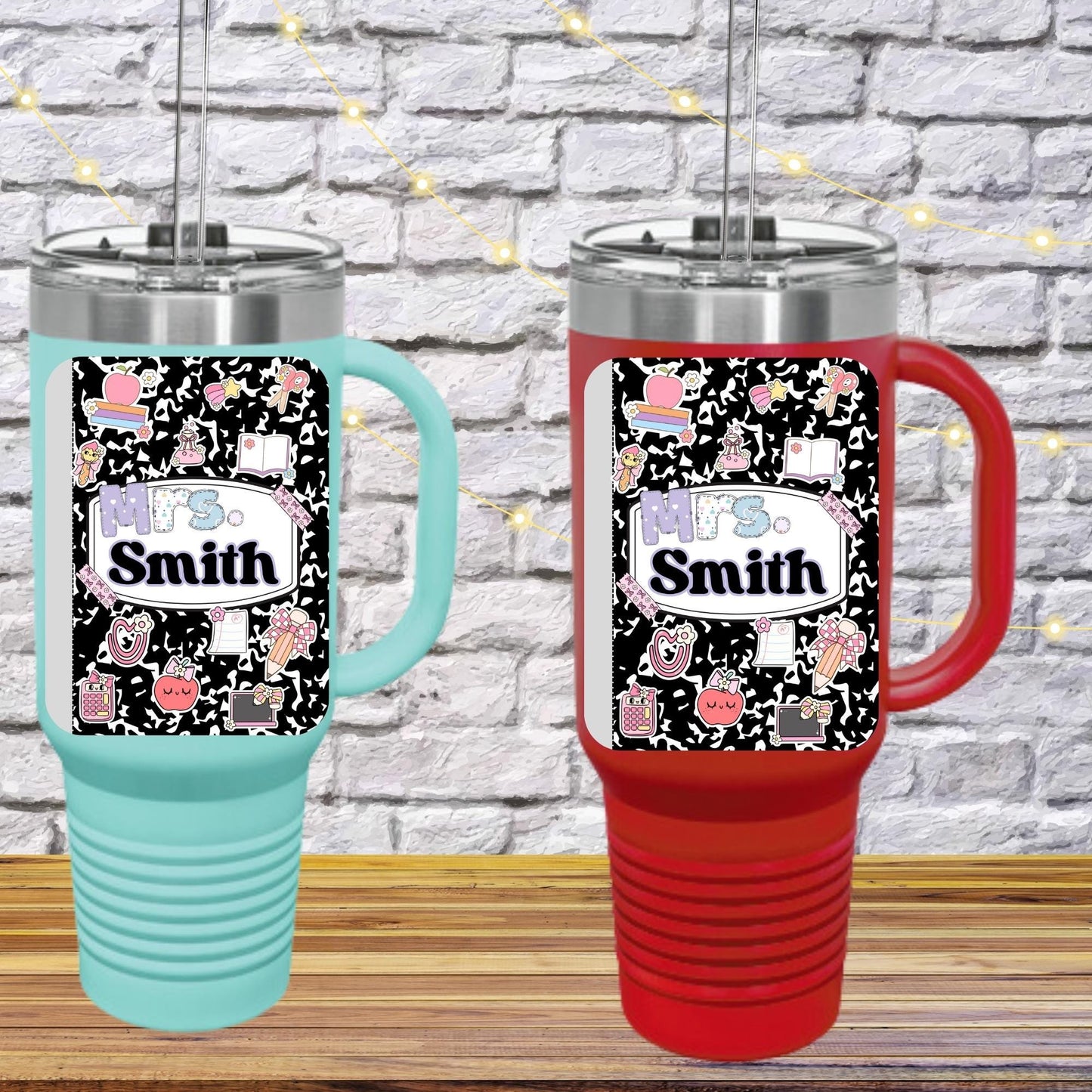 Personalized Teacher Tumbler: 40 oz Insulated Coffee Mug, Back to School Gift