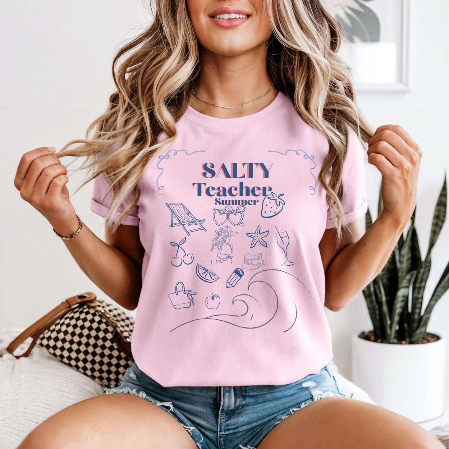 Teacher summer t-shirt for vacation travel apparel for salty teacher club shirt matching group summer girls trip tshirt teacher gift idea