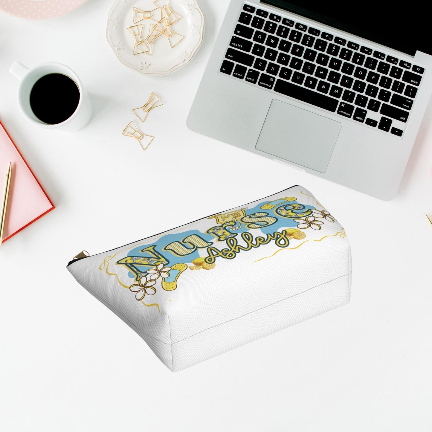 Personalized Nurse Makeup Bag: Custom Name Cosmetic Pouch